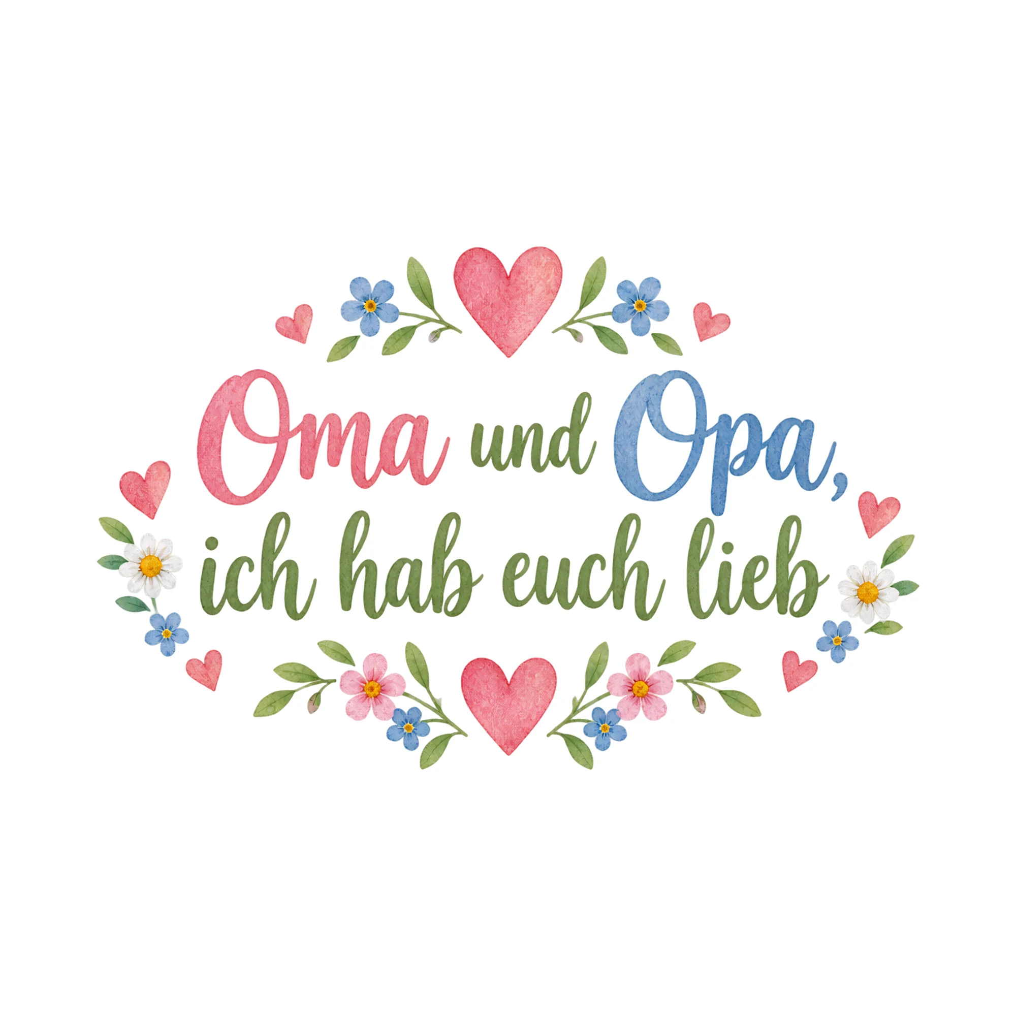 Bügelbild Oma und Opa, ich hab euch lieb als Grafik auf weißem Hintergrund (BB019253)