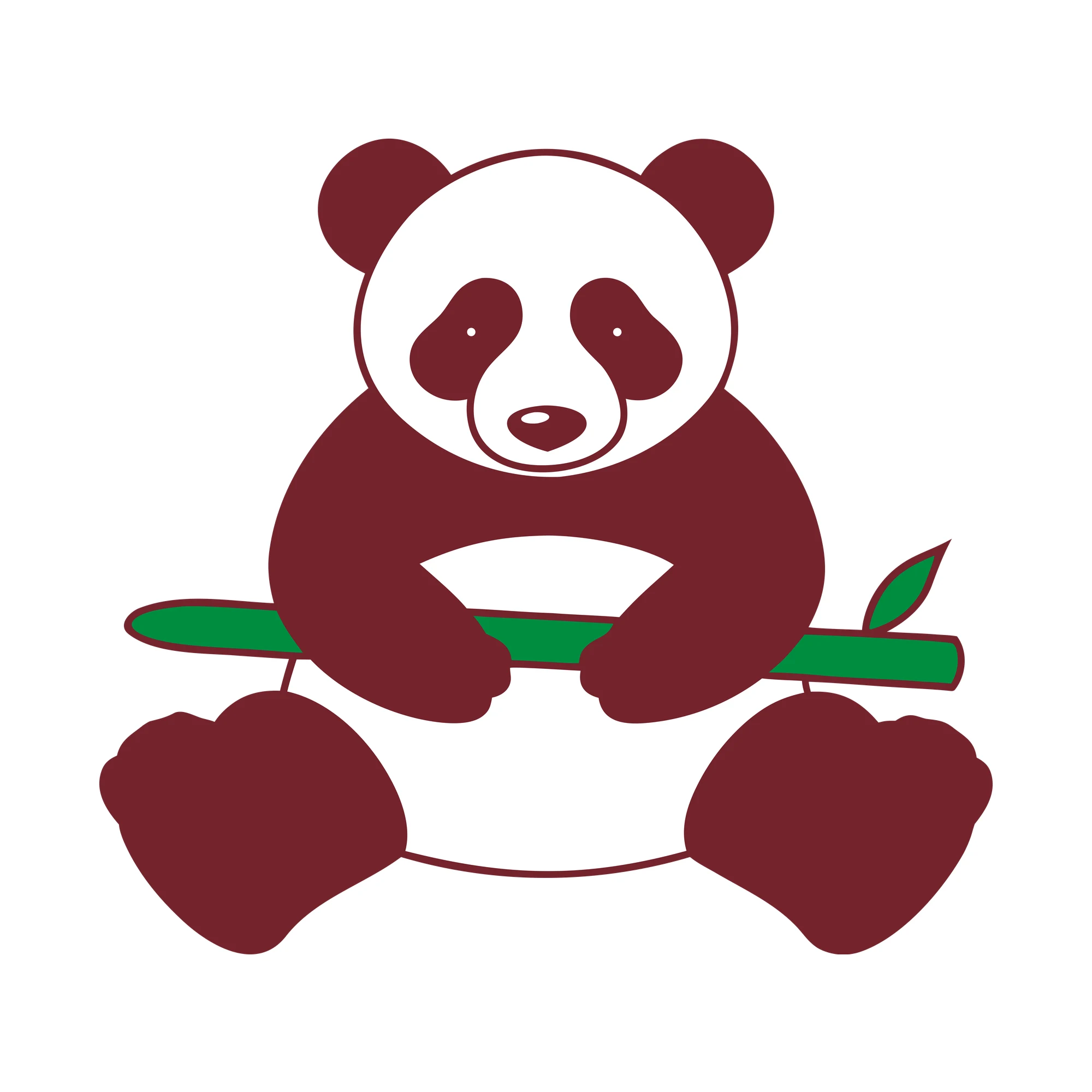 Bügelbild Panda mit Bambus als Grafik auf weißem Hintergrund (BB010049)