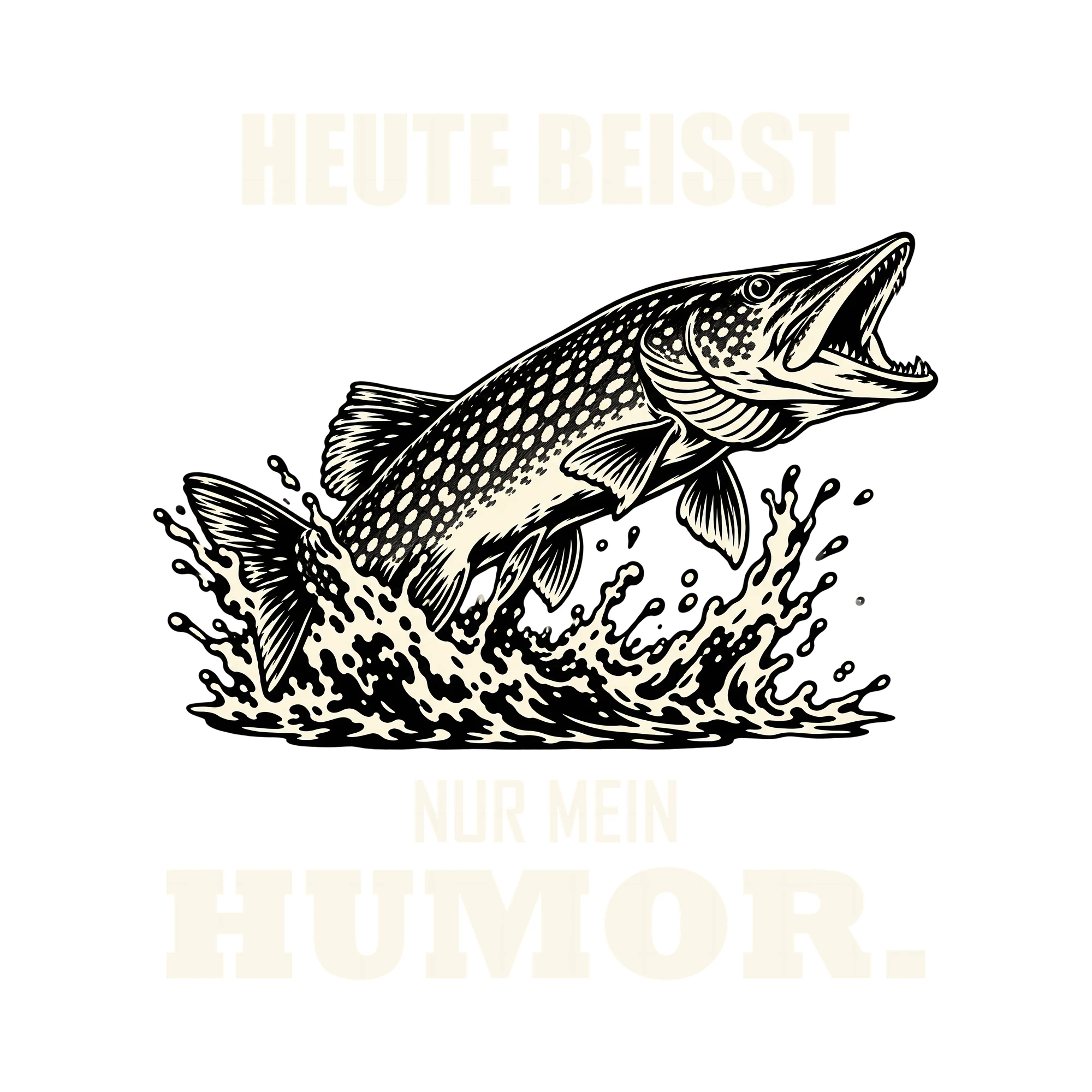 Bügelbild HEUTE BEISST NUR MEIN HUMOR. als Grafik auf weißem Hintergrund (BB012771)