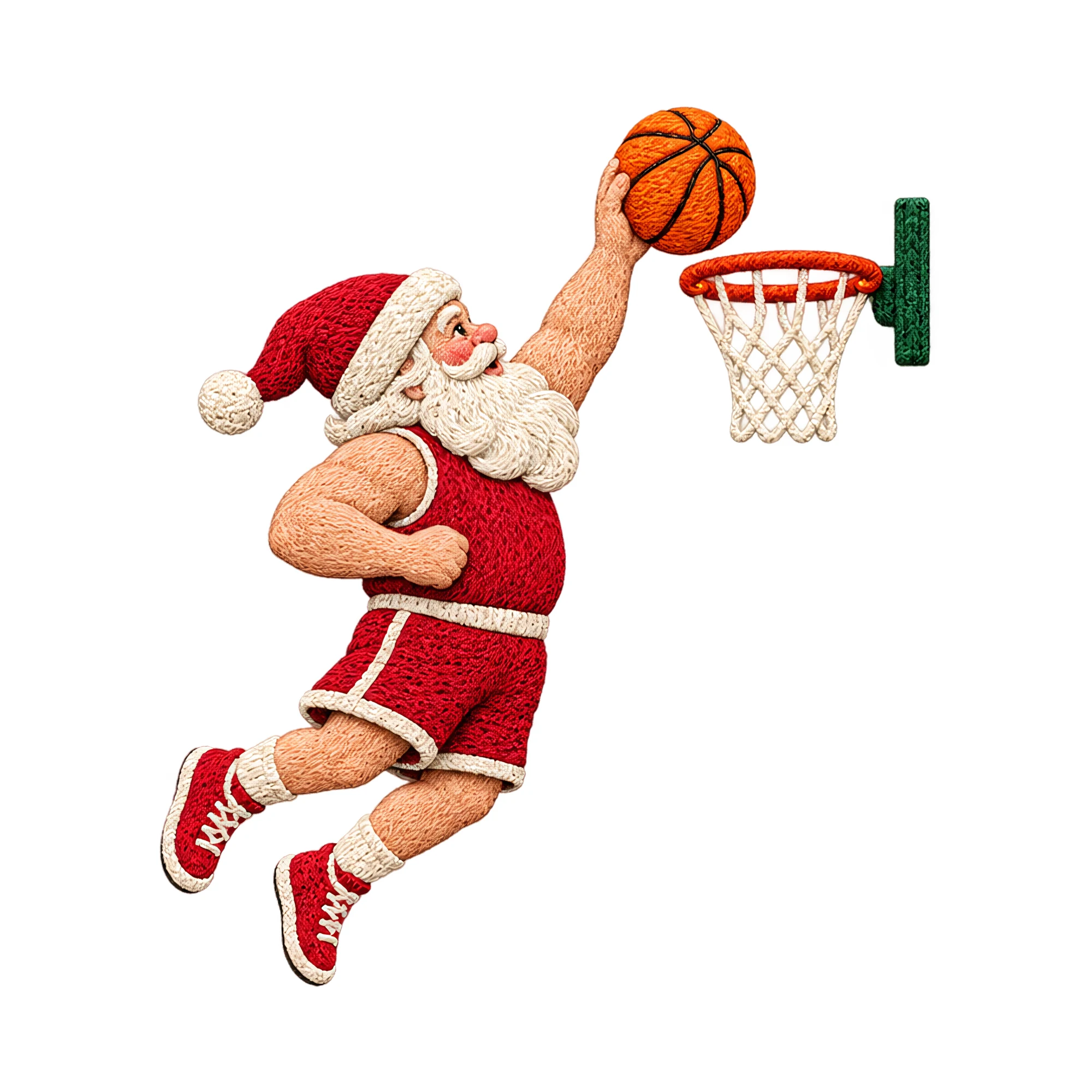 Bügelbild Basketball Dunk Christmas, Weihnachten Shirt Motiv als Grafik auf weißem Hintergrund (BB014838)