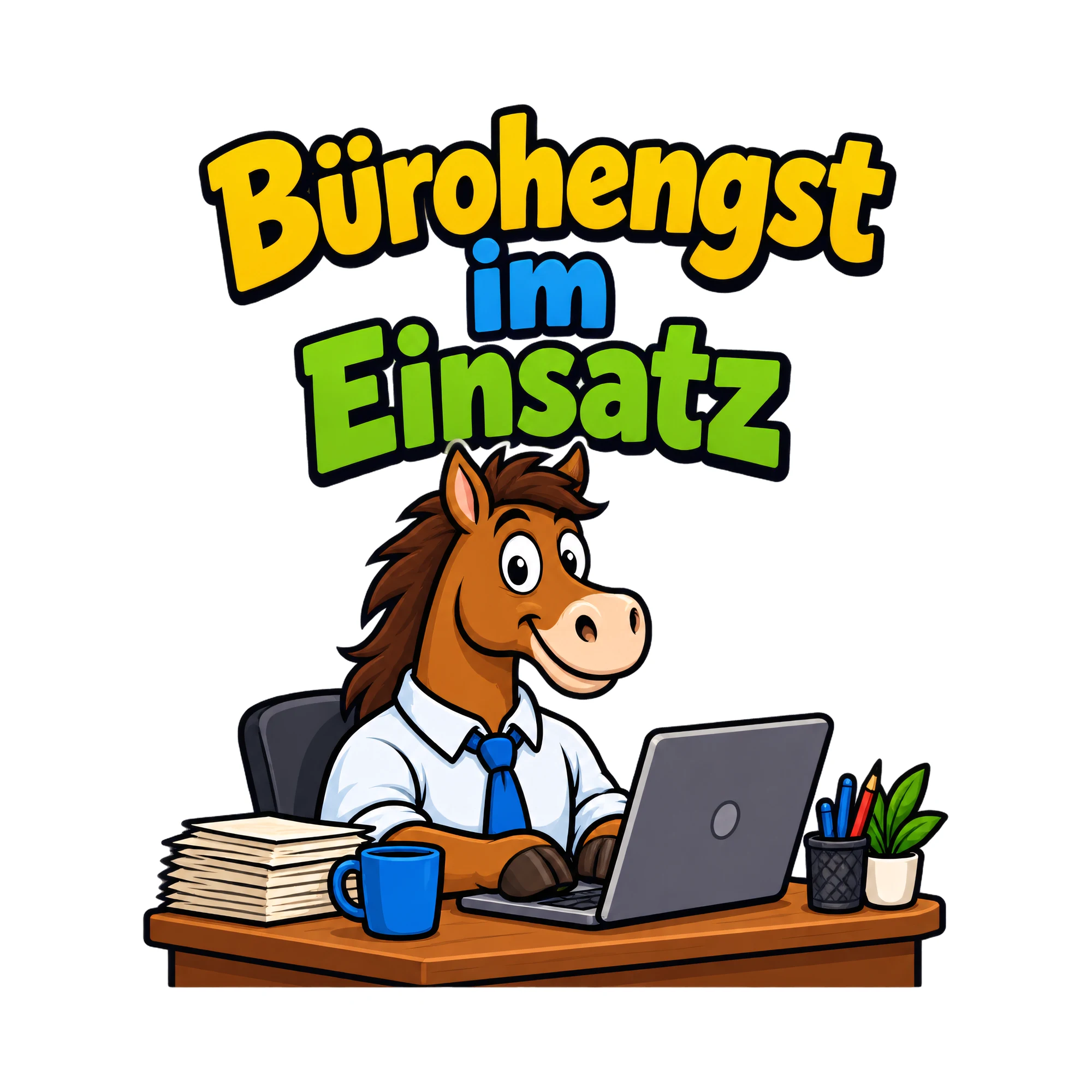 Bügelbild Bürohengst im Einsatz, Beruf Shirt Spruch als Grafik auf weißem Hintergrund (BB016614)