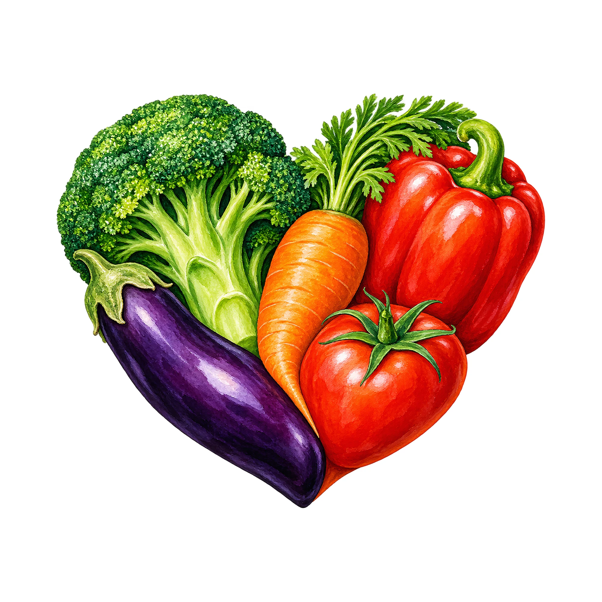 Bügelbild Vegetarisches Herz, Lustiger Shirt Motiv als Grafik auf weißem Hintergrund (BB015071)