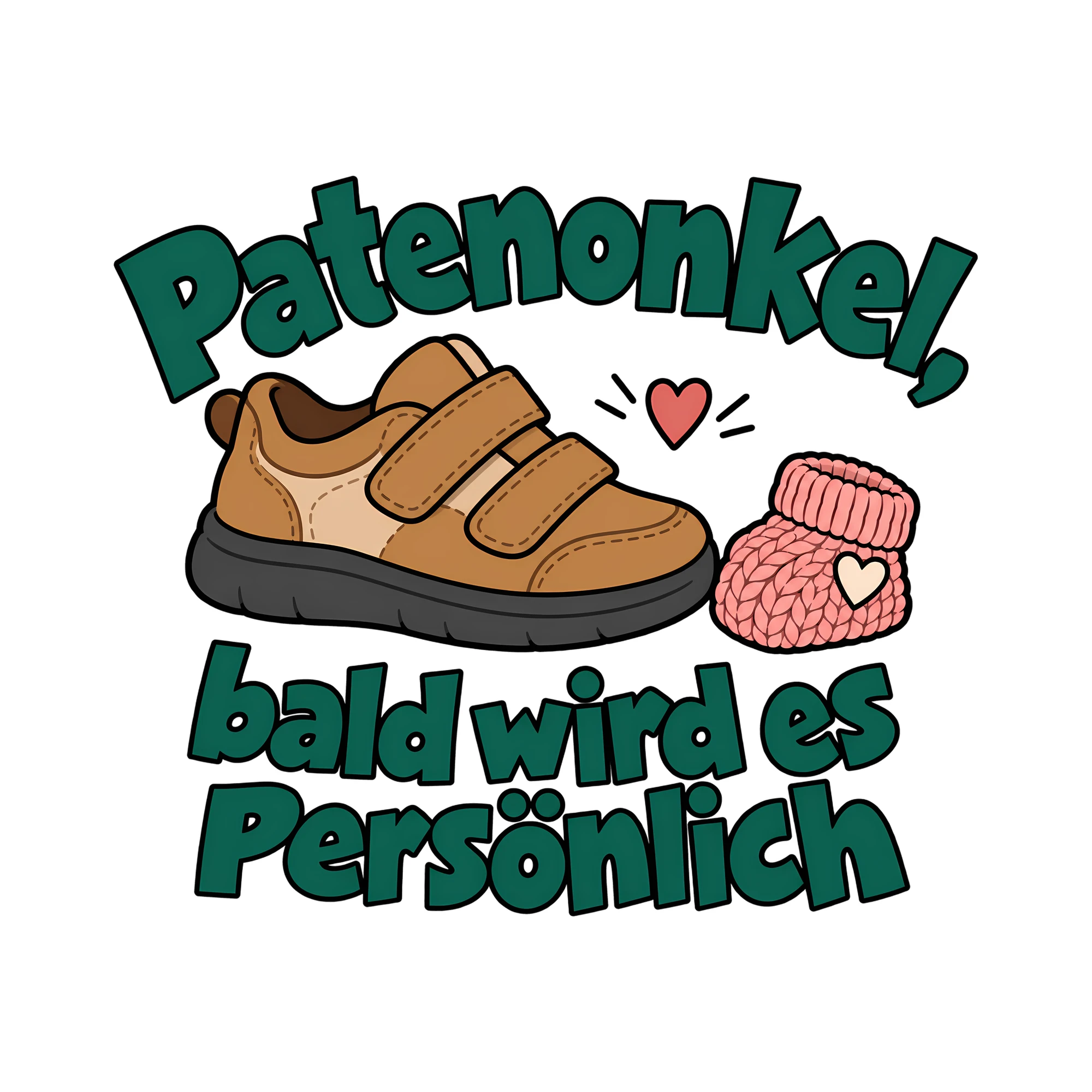 Bügelbild Patenonkel, bald wird es persönlich als Grafik auf weißem Hintergrund (BB011802)
