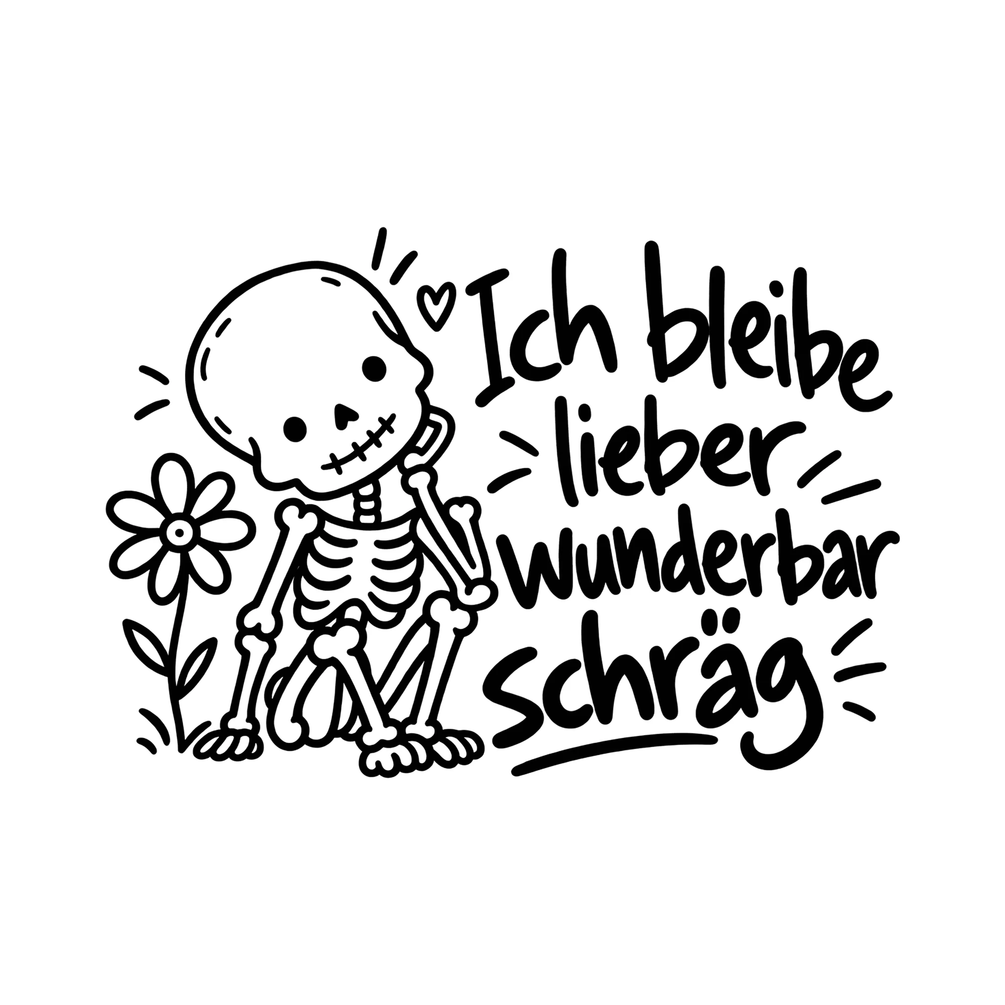 Bügelbild Ich bleibe lieber wunderbar schräg als Grafik auf weißem Hintergrund (BB013471)