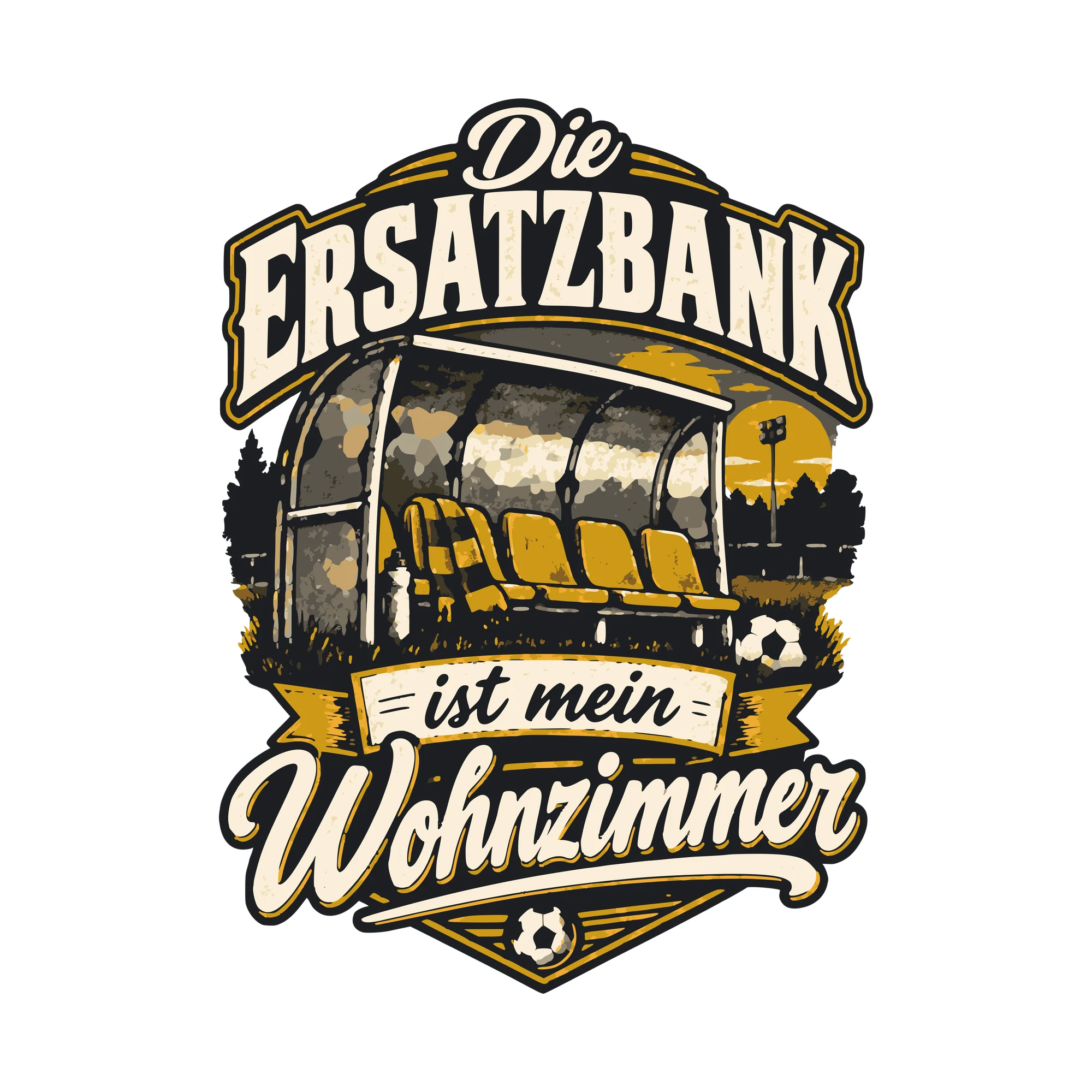 Bügelbild Die Ersatzbank ist mein Wohnzimmer als Grafik auf weißem Hintergrund (BB011102)