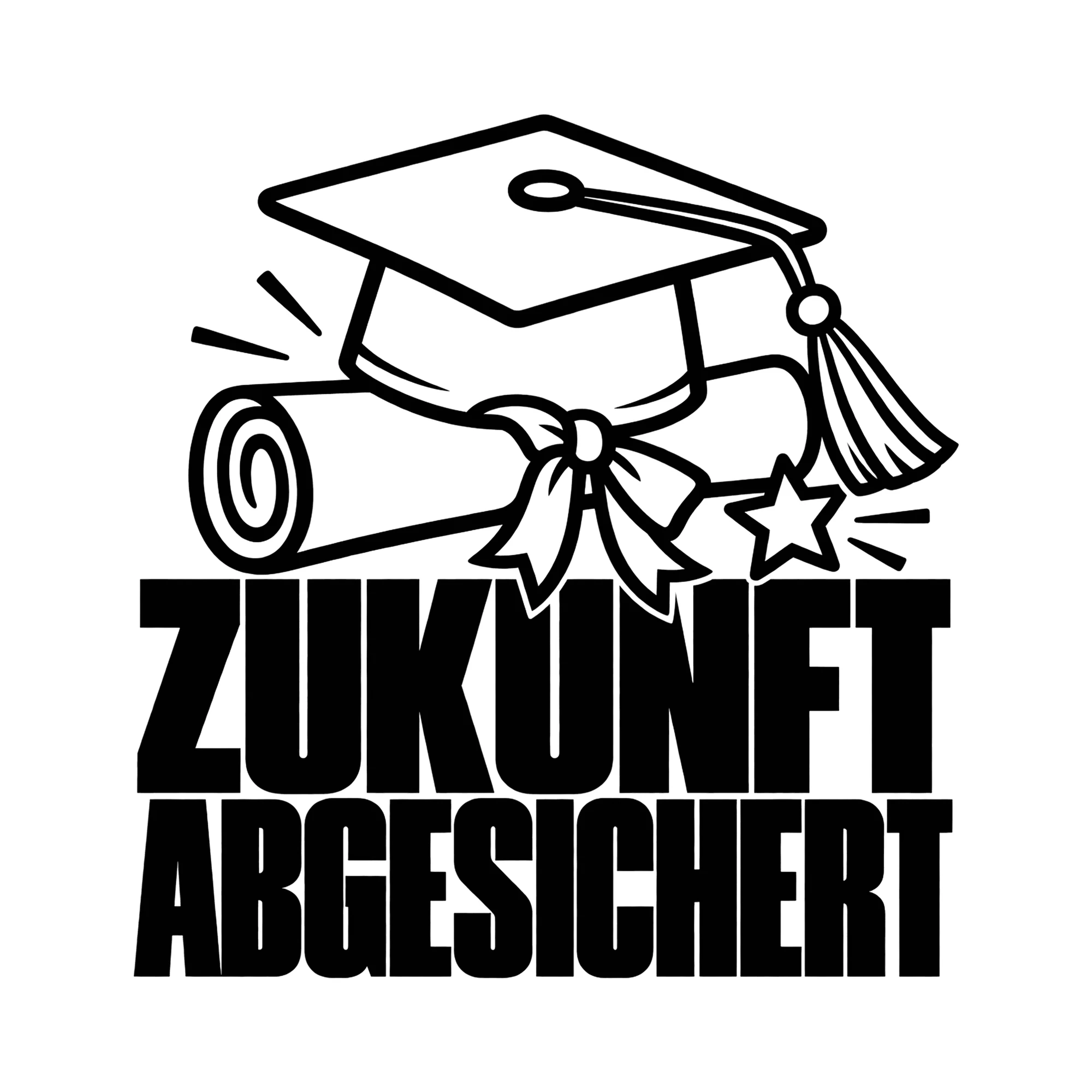 Bügelbild Zukunft abgesichert als Grafik auf weißem Hintergrund (BB011431)