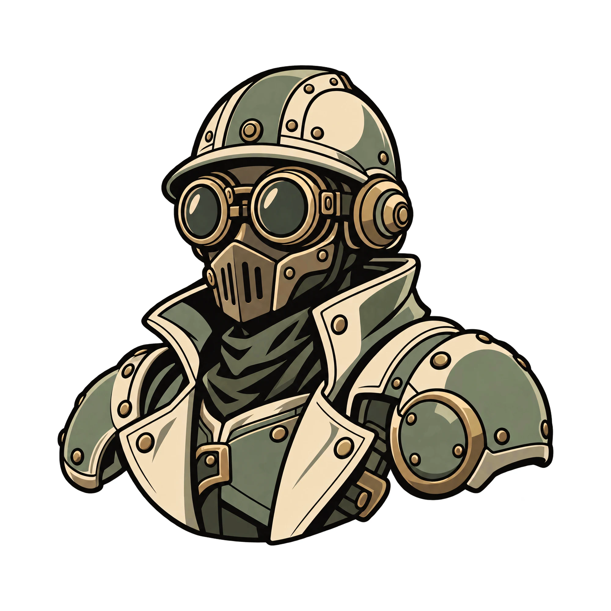 Bügelbild Steampunk Style Soldier, Lustiger Shirt Motiv als Grafik auf weißem Hintergrund (BB015316)