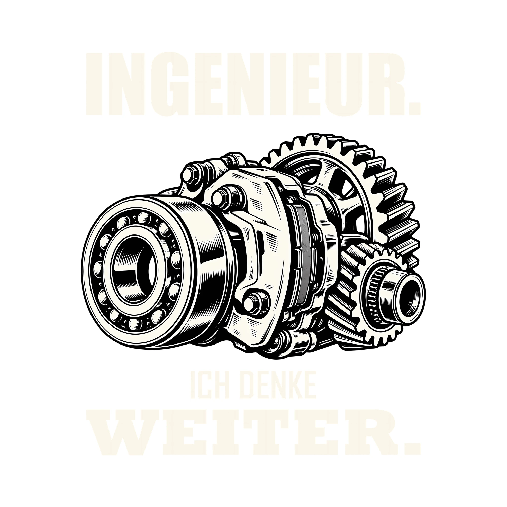 Bügelbild INGENIEUR. ICH DENKE WEITER. als Grafik auf weißem Hintergrund (BB011508)
