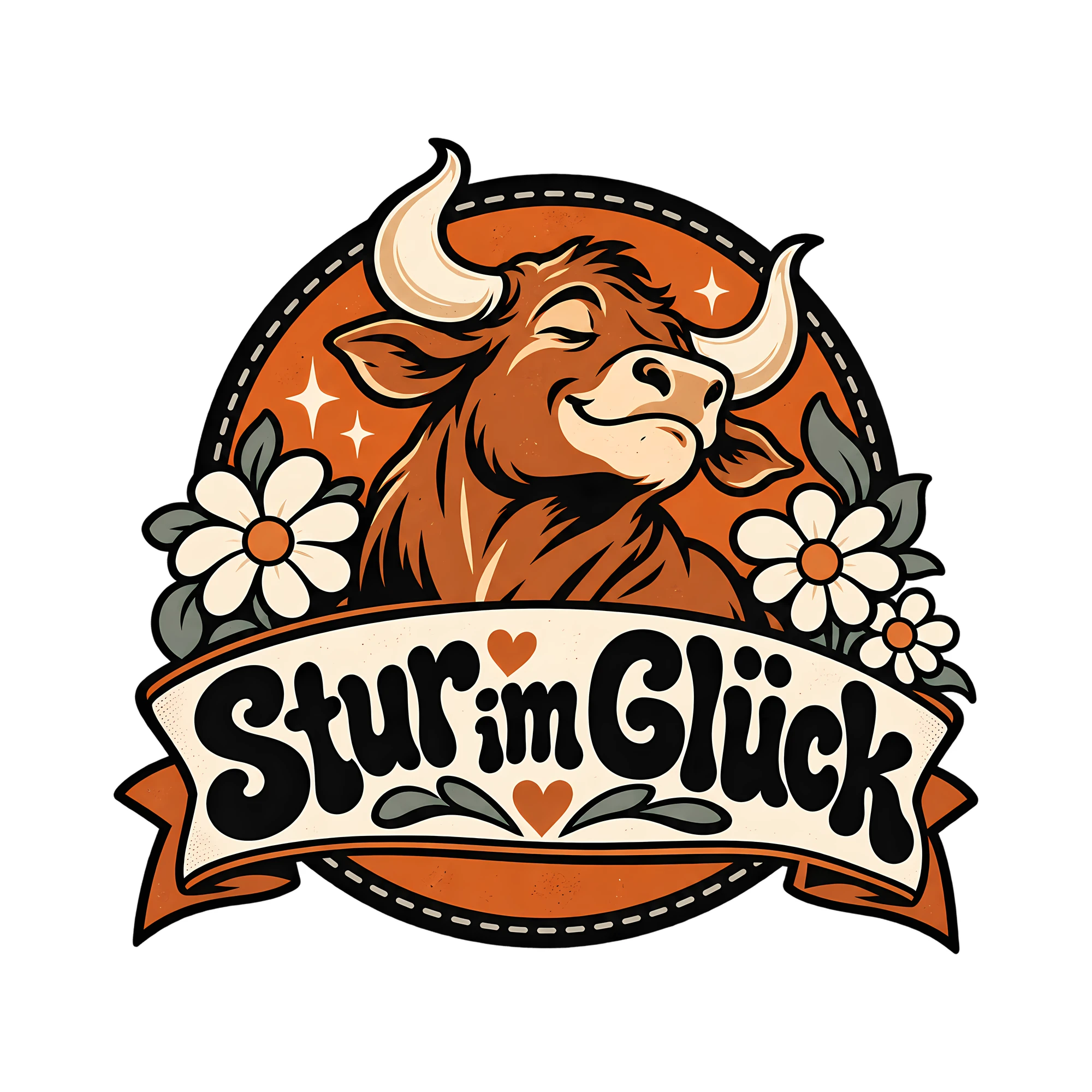 Bügelbild Stur im Glück als Grafik auf weißem Hintergrund (BB013637)
