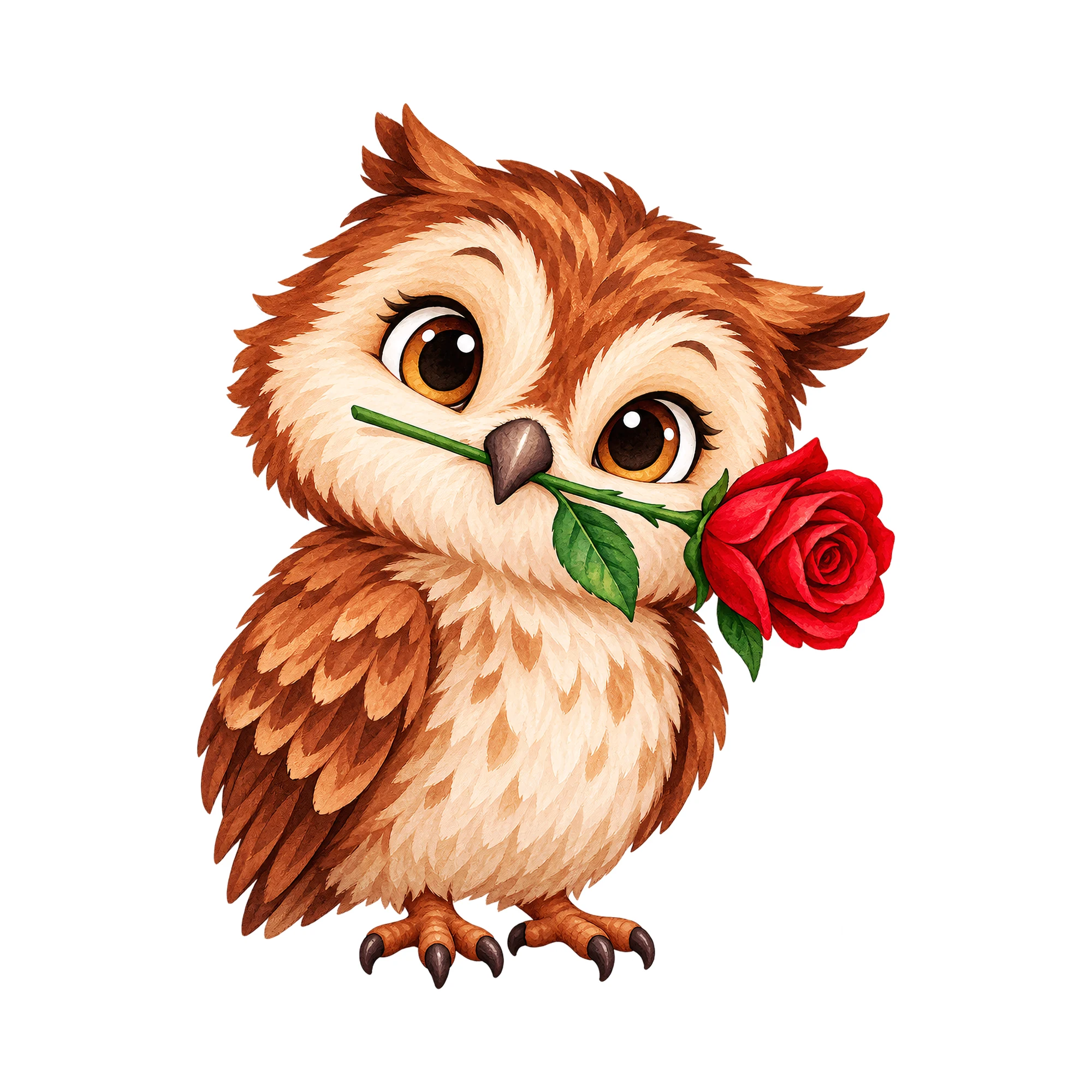 Bügelbild Valentinstag Eule, Lustiger Shirt Motiv als Grafik auf weißem Hintergrund (BB015446)