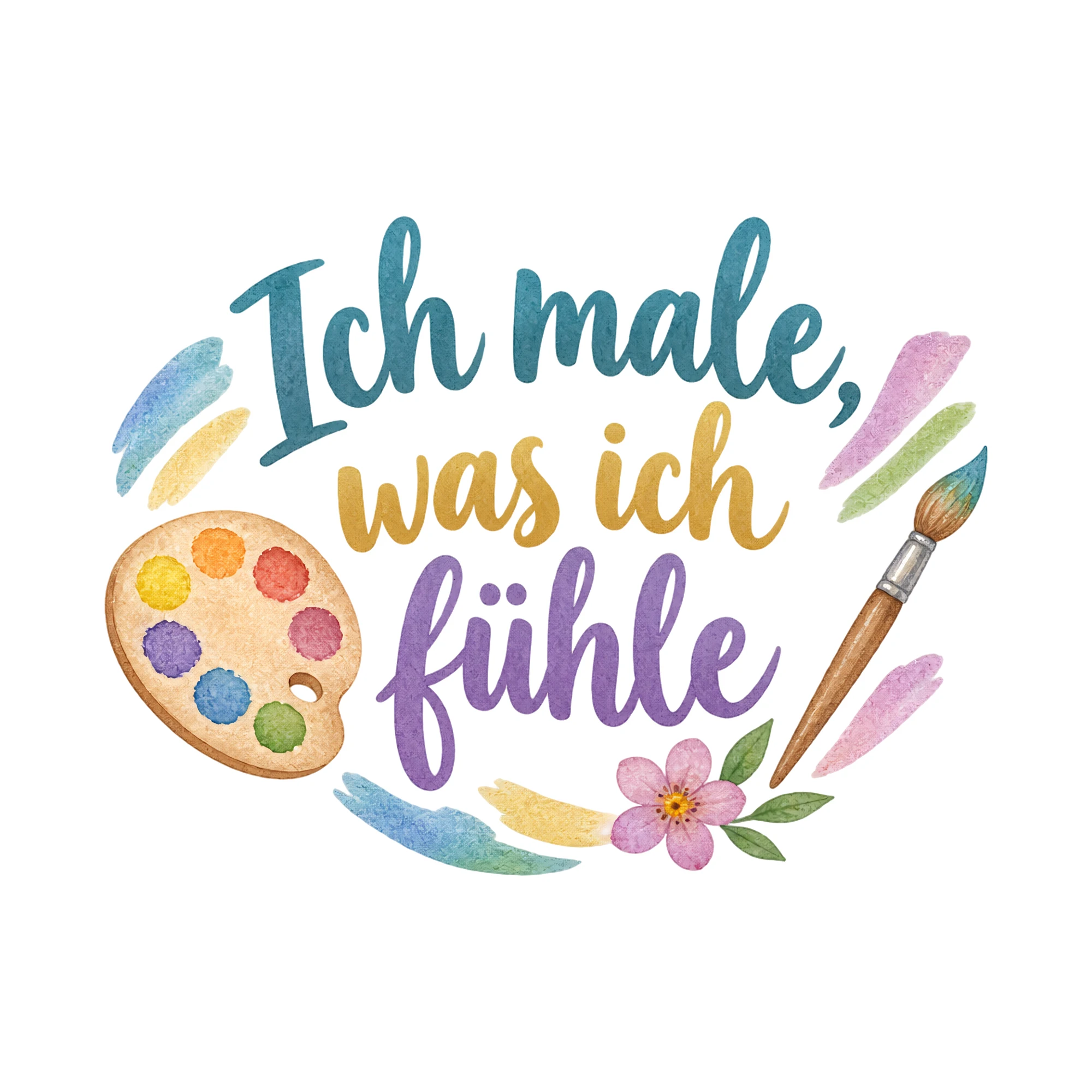 Bügelbild Ich male, was ich fühle als Grafik auf weißem Hintergrund (BB019381)