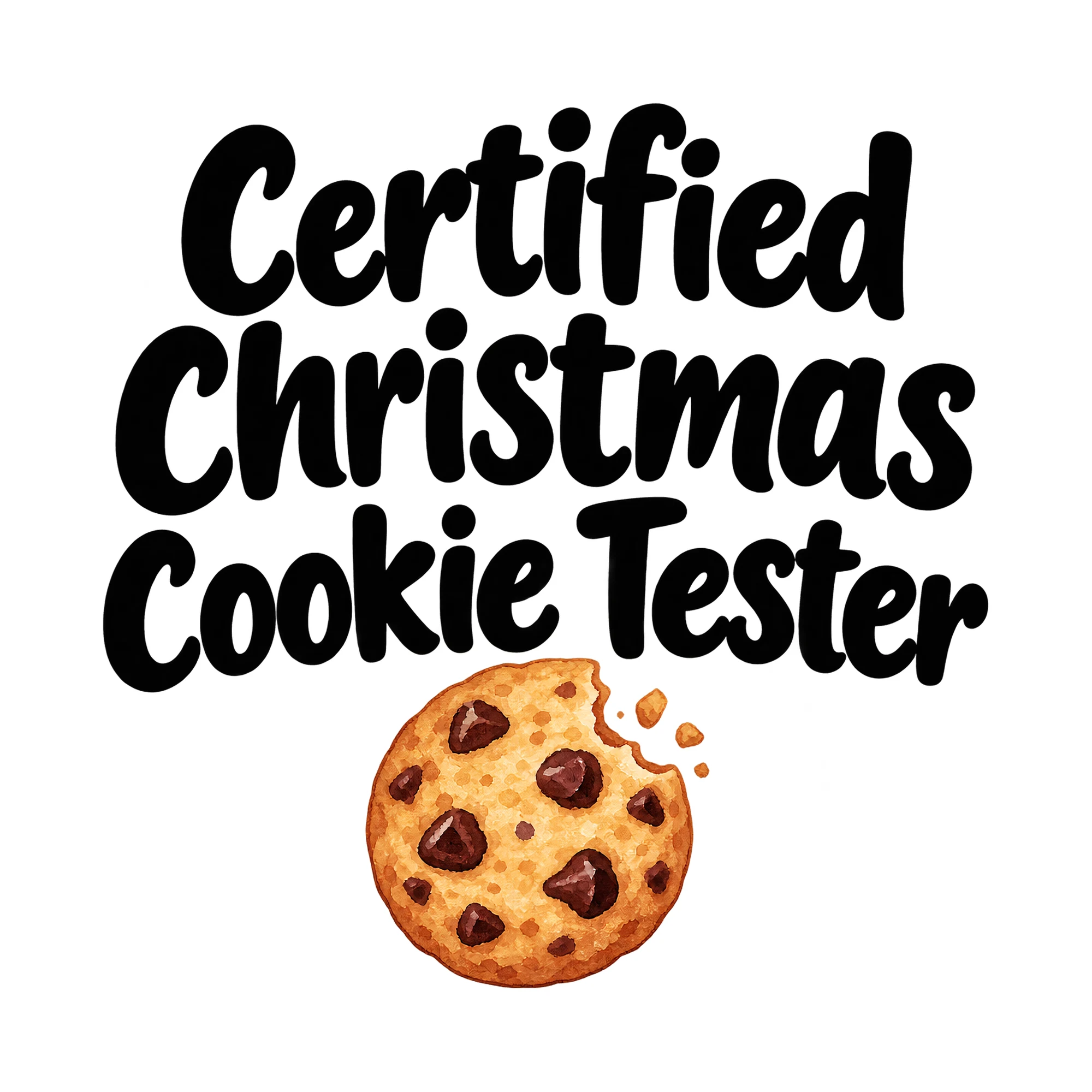 Bügelbild Certified Christmas Cookie Tester, Weihnachtspullover Spruch als Grafik auf weißem Hintergrund (BB014835)