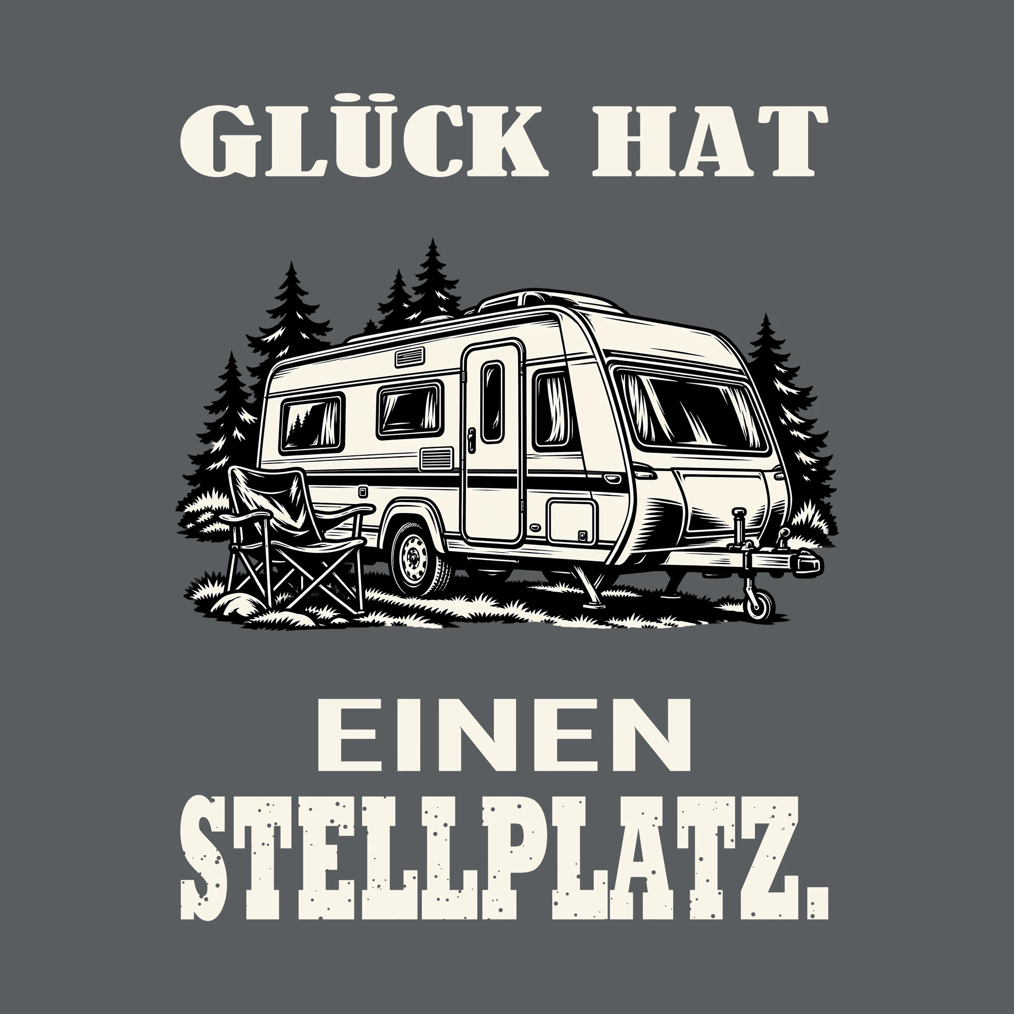 Bügelbild GLÜCK HAT EINEN STELLPLATZ. als Grafik auf dunklem Hintergrund (BB012680)