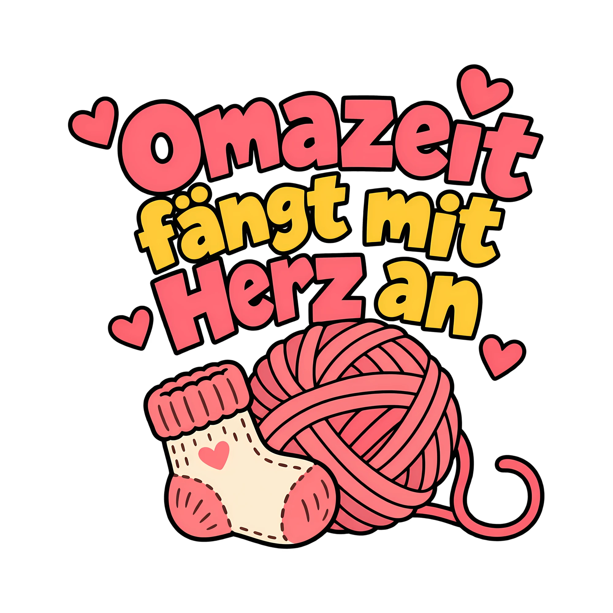 Bügelbild Omazeit fängt mit Herz an als Grafik auf weißem Hintergrund (BB012507)