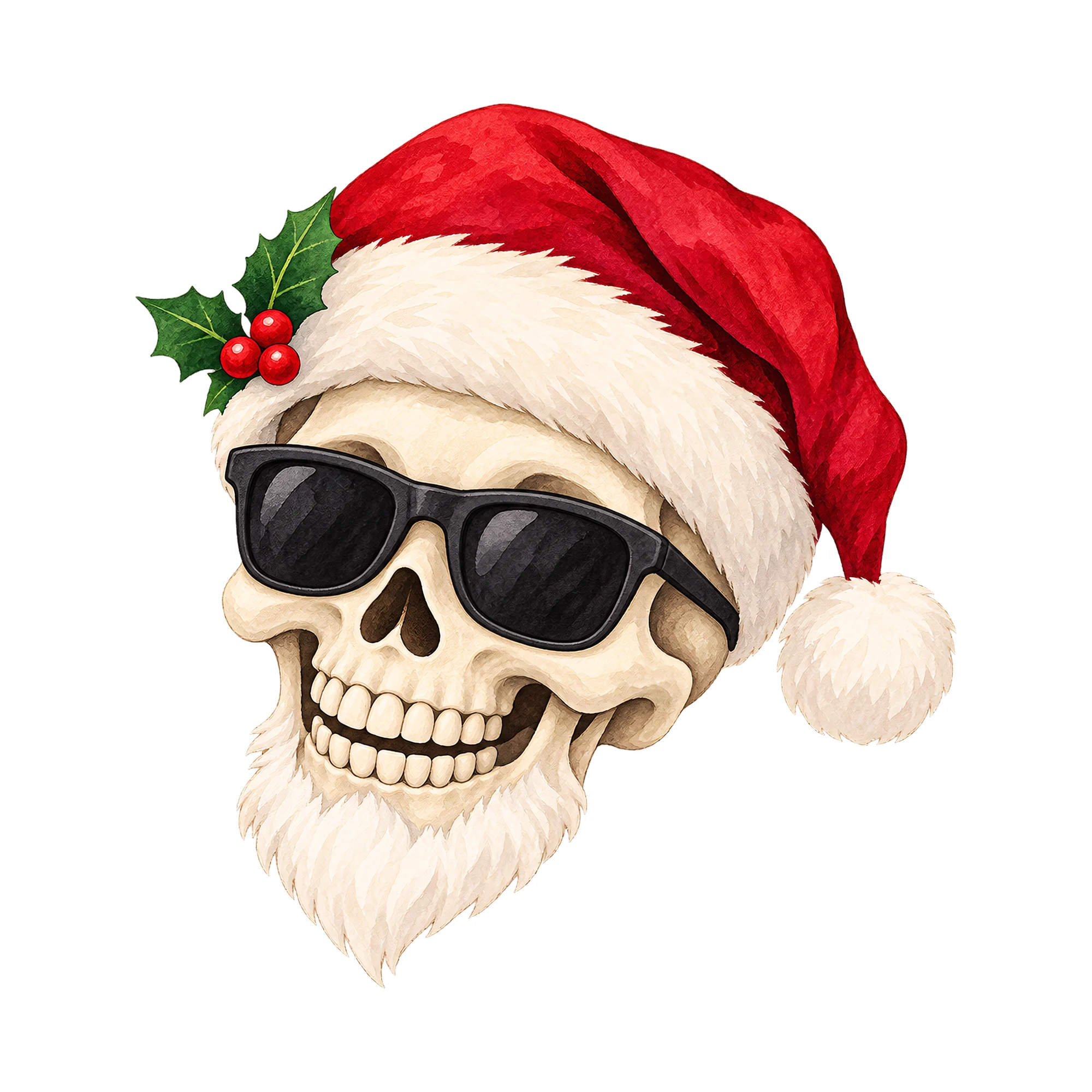 Bügelbild Totenkopf mit Sonnenbrille, Lustiger Shirt Motiv als Grafik auf weißem Hintergrund (BB015798)