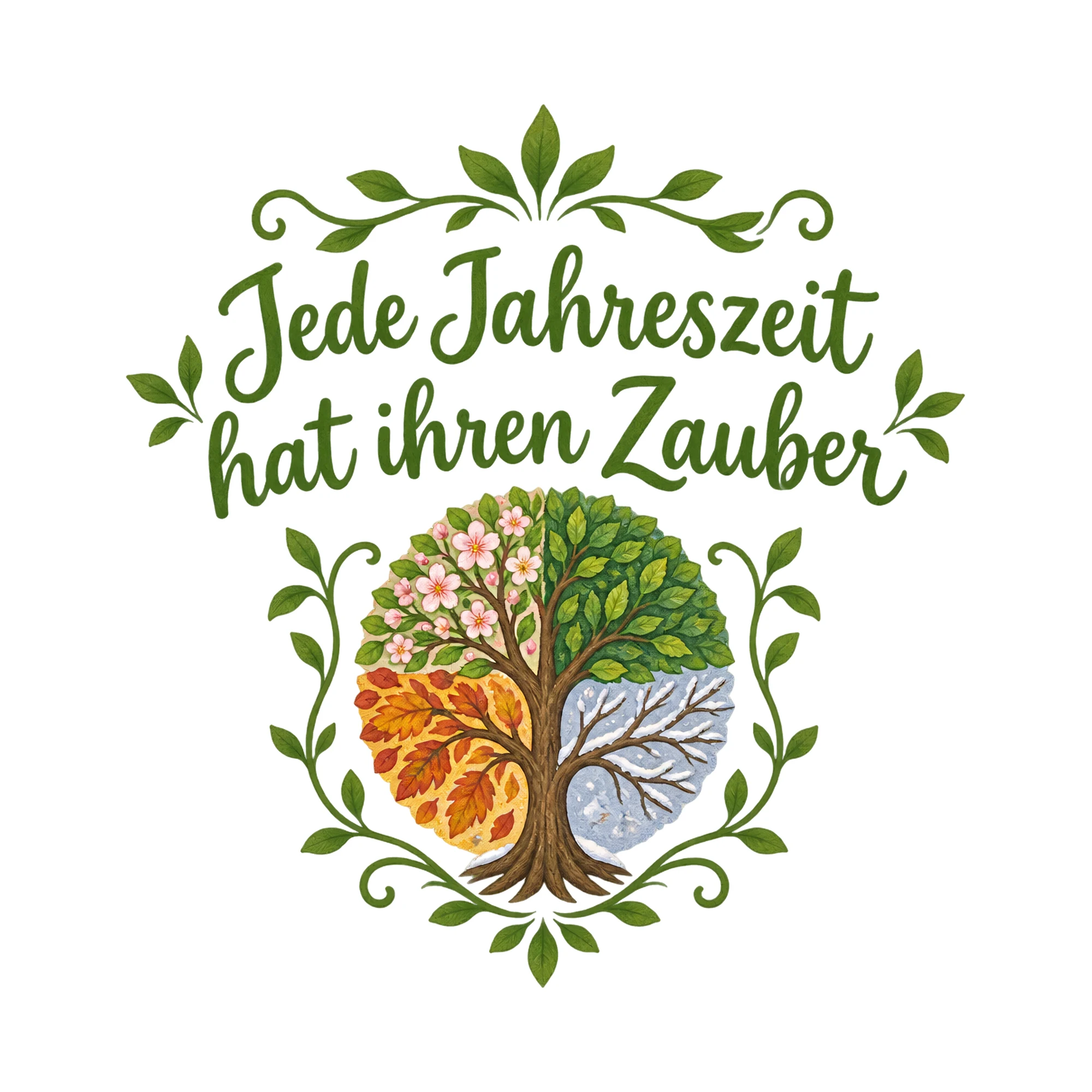 Bügelbild Jede Jahreszeit hat ihren Zauber als Grafik auf weißem Hintergrund (BB019710)