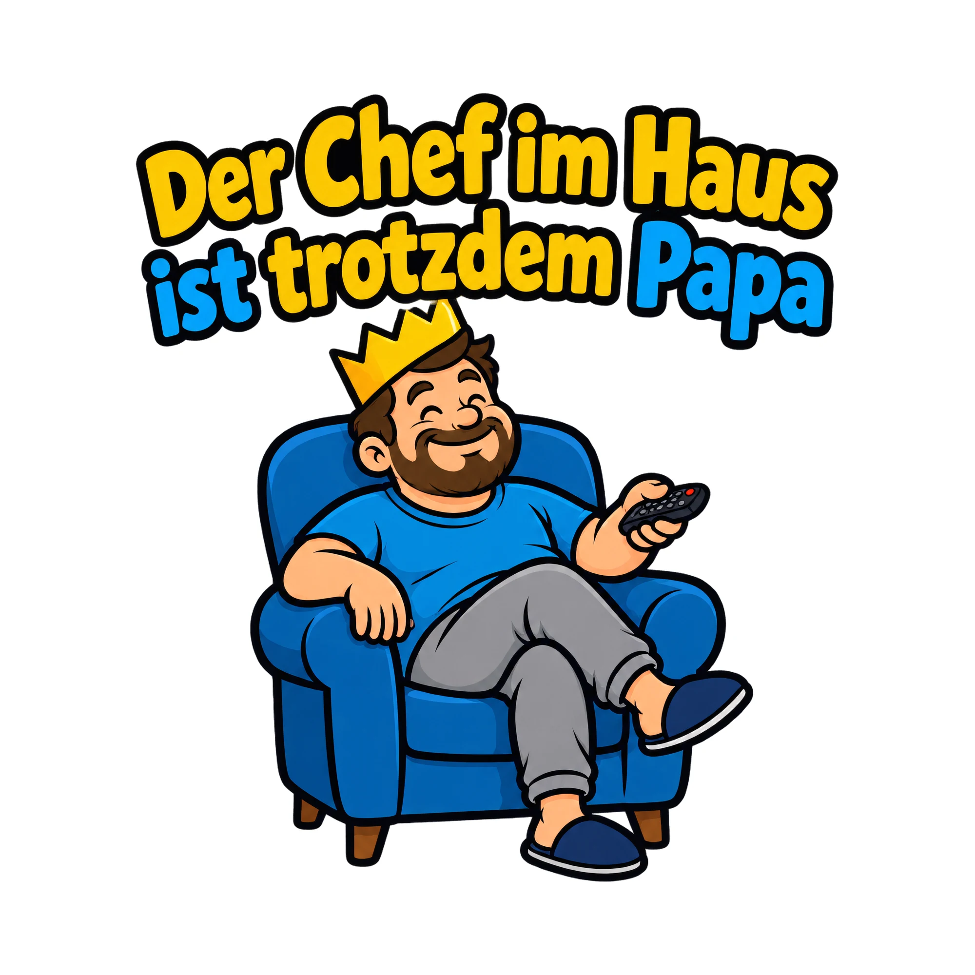 Bügelbild Der Chef im Haus ist trotzdem Papa als Grafik auf weißem Hintergrund (BB019207)