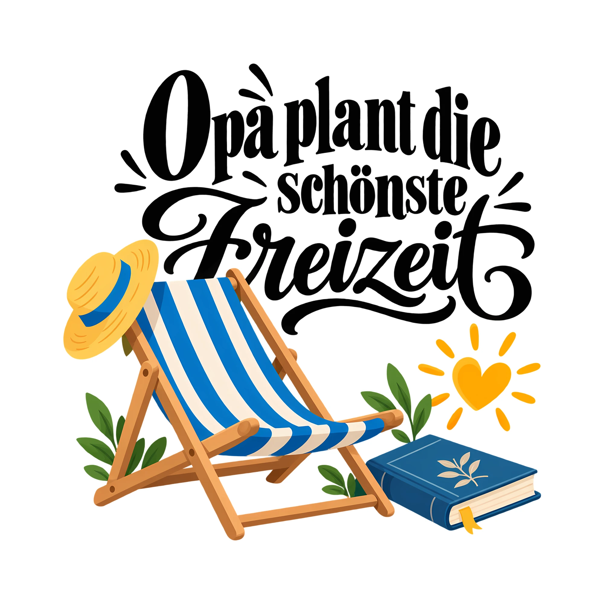 Bügelbild Opa plant die schönste Freizeit als Grafik auf weißem Hintergrund (BB012528)