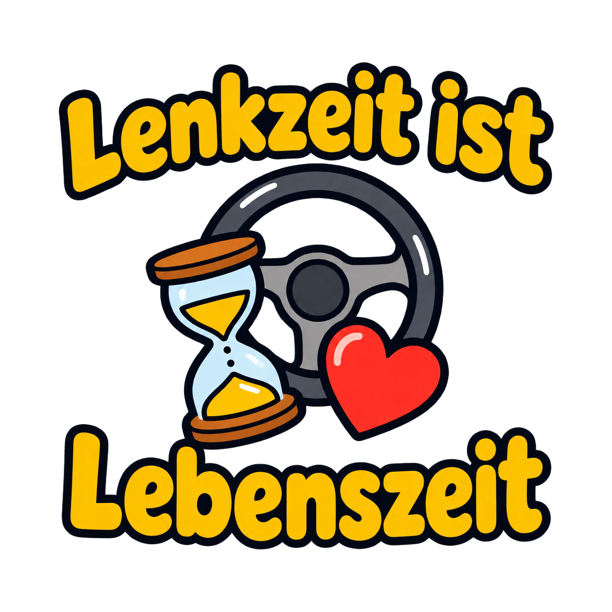 Bügelbild Lenkzeit ist Lebenszeit als Grafik auf weißem Hintergrund (BB020299)
