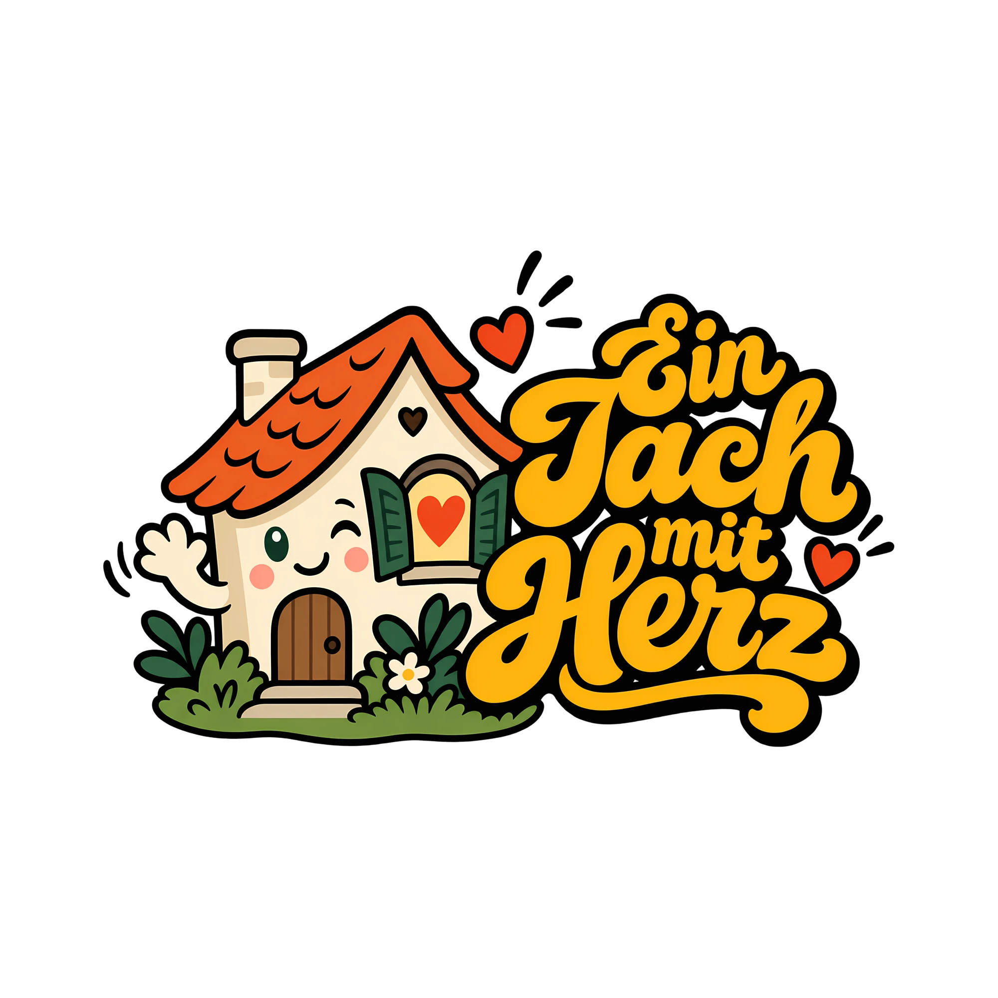 Bügelbild Ein Tach mit Herz als Grafik auf weißem Hintergrund (BB013506)