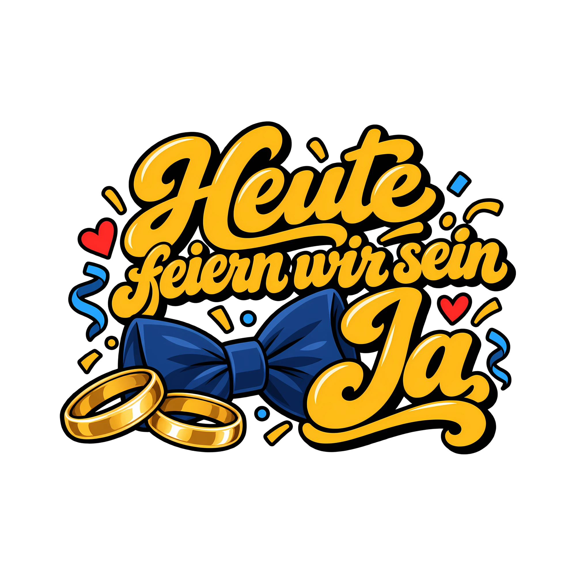 Bügelbild Heute feiern wir sein Ja als Grafik auf weißem Hintergrund (BB013137)