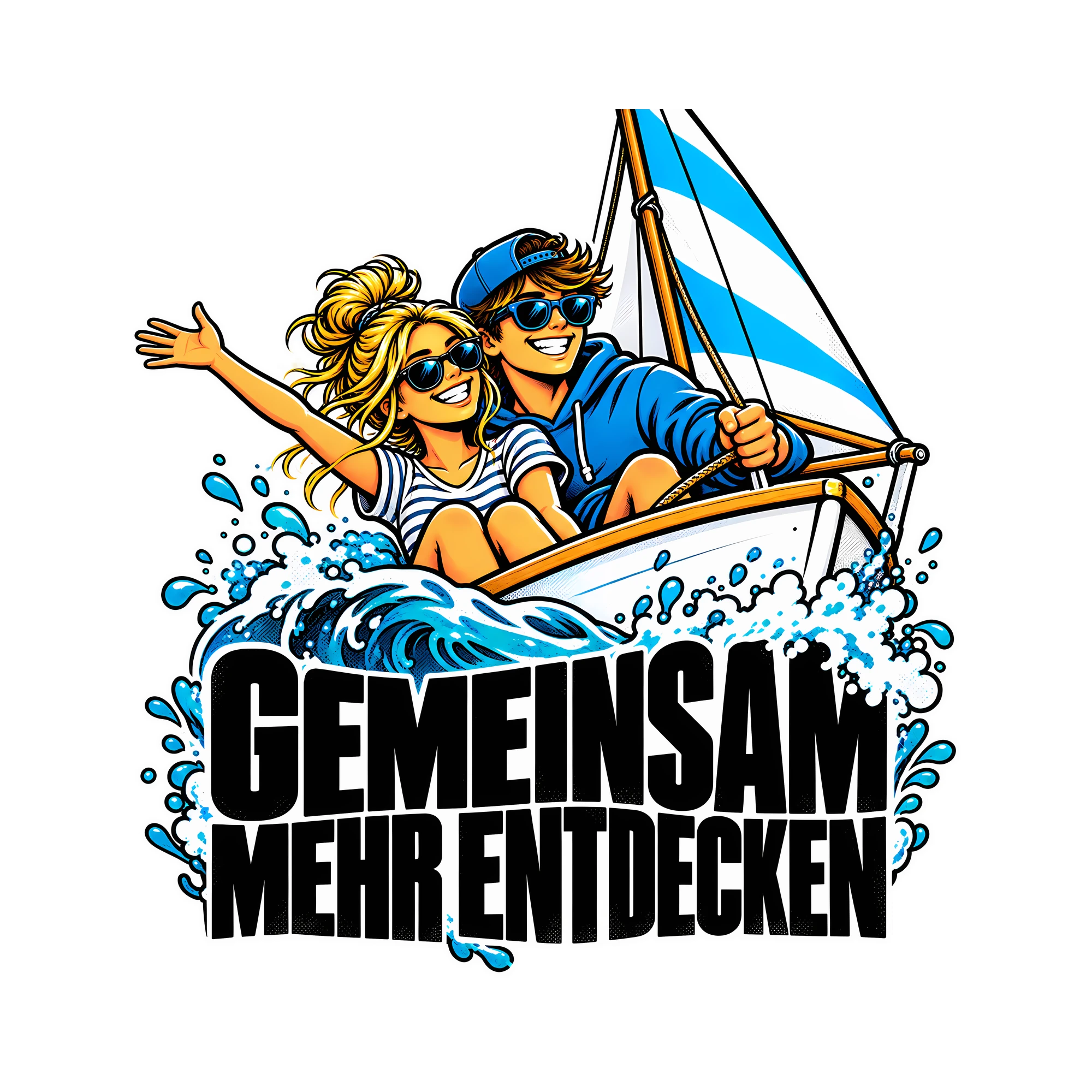 Bügelbild Gemeinsam mehr entdecken als Grafik auf weißem Hintergrund (BB014153)