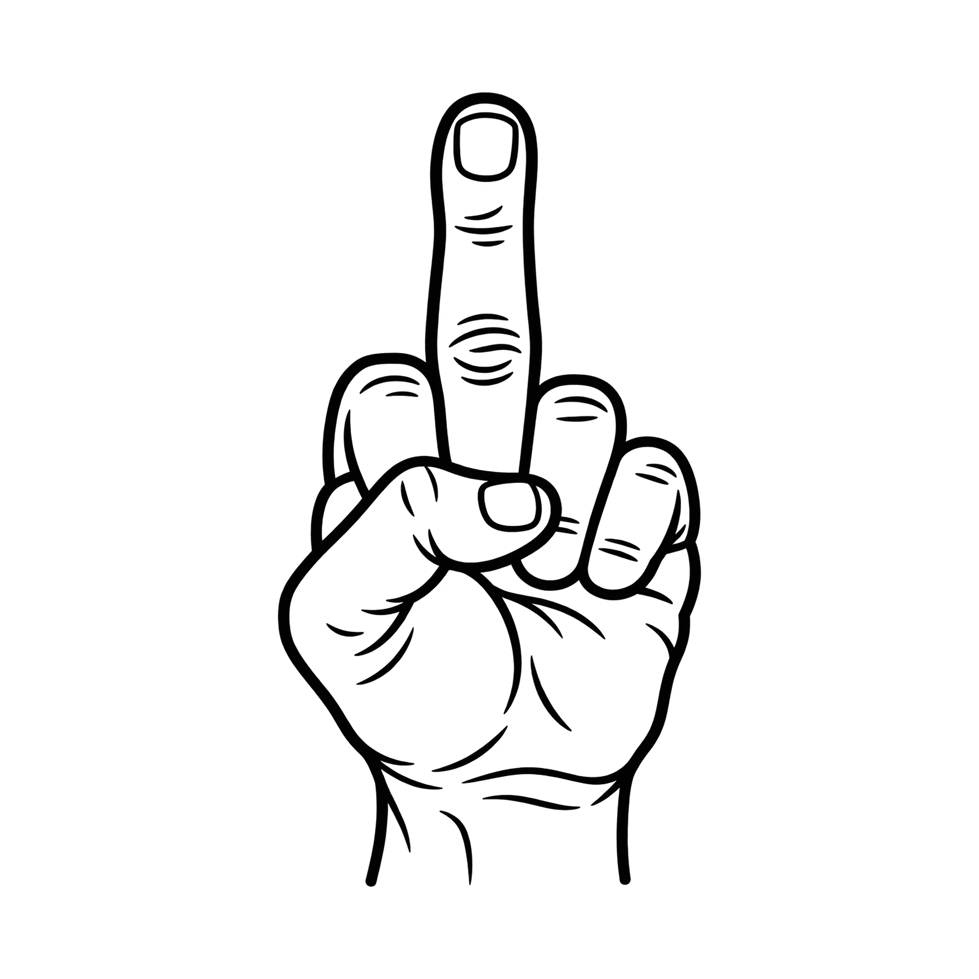 Bügelbild „Mittelfinger“, Lustiger Shirt Motiv als Grafik auf weißem Hintergrund (BB015680)