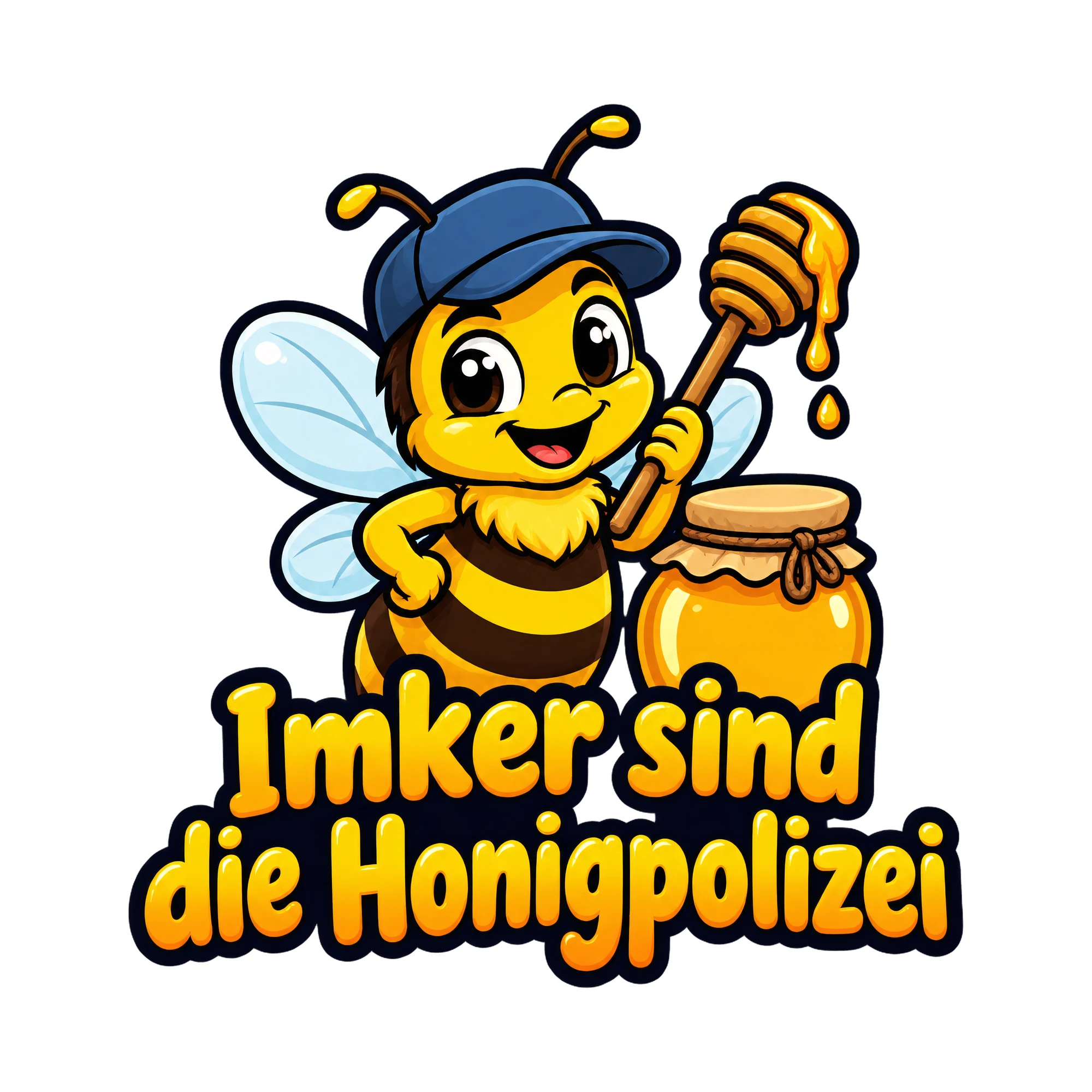 Bügelbild Imker sind die Honigpolizei als Grafik auf weißem Hintergrund (BB019295)