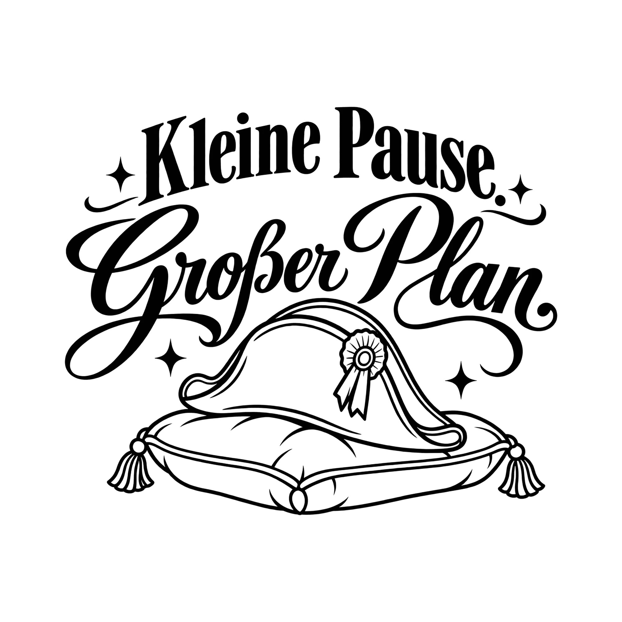Bügelbild Kleine Pause. Großer Plan. als Grafik auf weißem Hintergrund (BB014473)