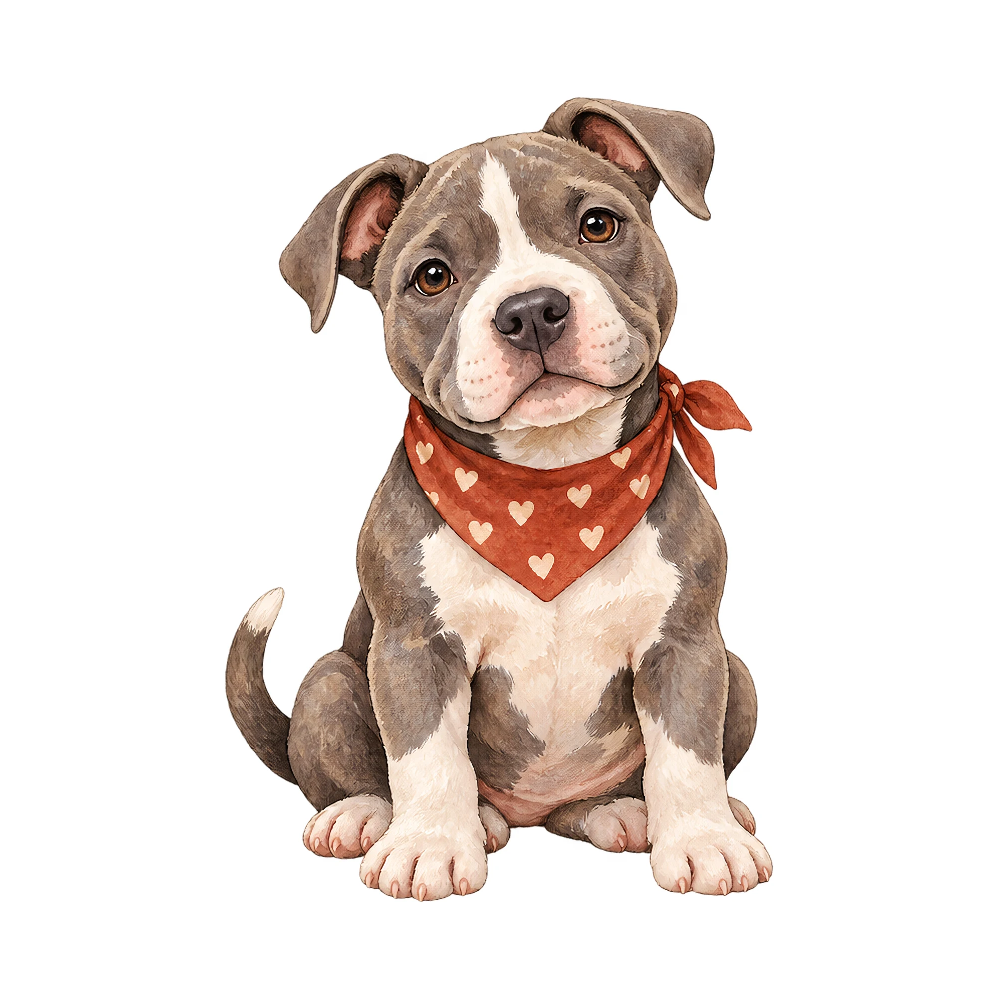 Bügelbild Cute Pitbull, Lustiger Shirt Motiv als Grafik auf weißem Hintergrund (BB016041)