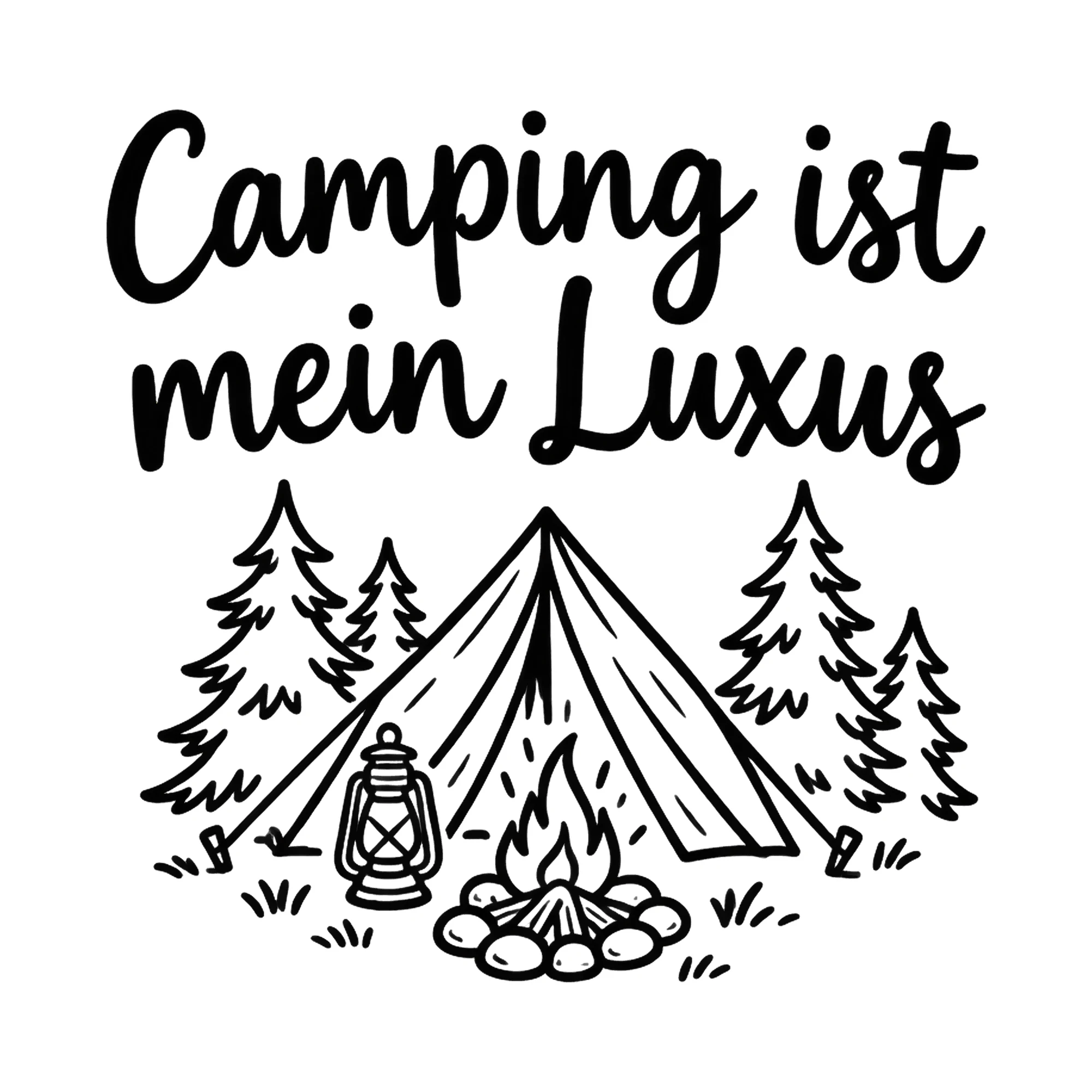 Bügelbild Camping ist mein Luxus als Grafik auf weißem Hintergrund (BB019665)