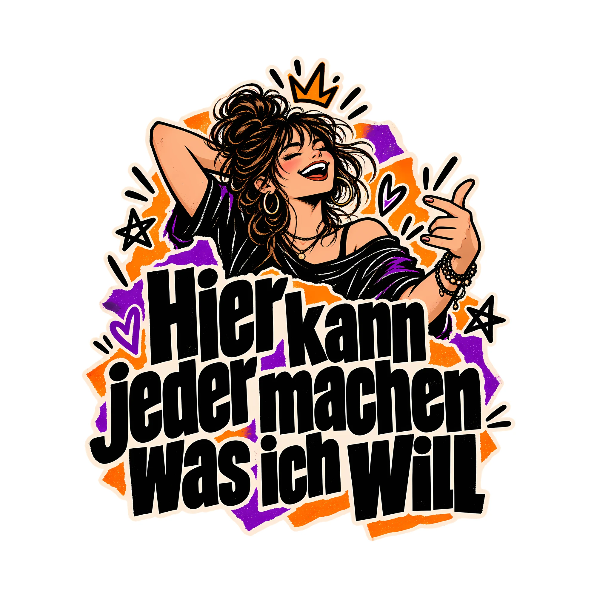 Bügelbild Hier kann jeder machen was ich will, Lustiger Shirt Spruch als Grafik auf weißem Hintergrund (BB014670)