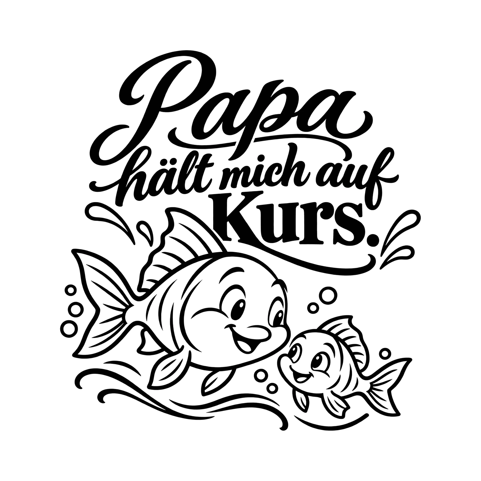 Bügelbild Papa hält mich auf Kurs. als Grafik auf weißem Hintergrund (BB012379)