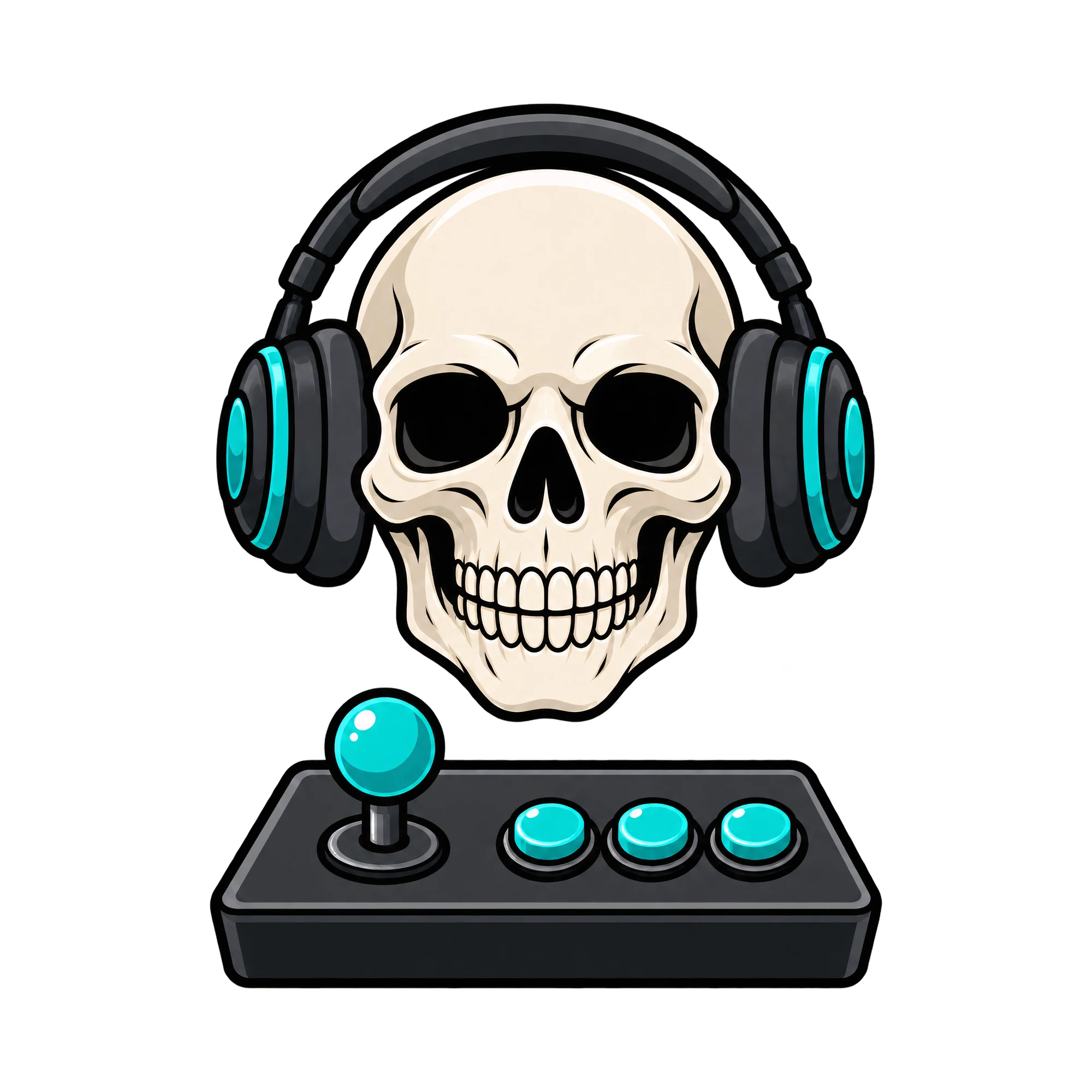 Bügelbild Skull Gamers, Lustiger Shirt Motiv als Grafik auf weißem Hintergrund (BB015254)