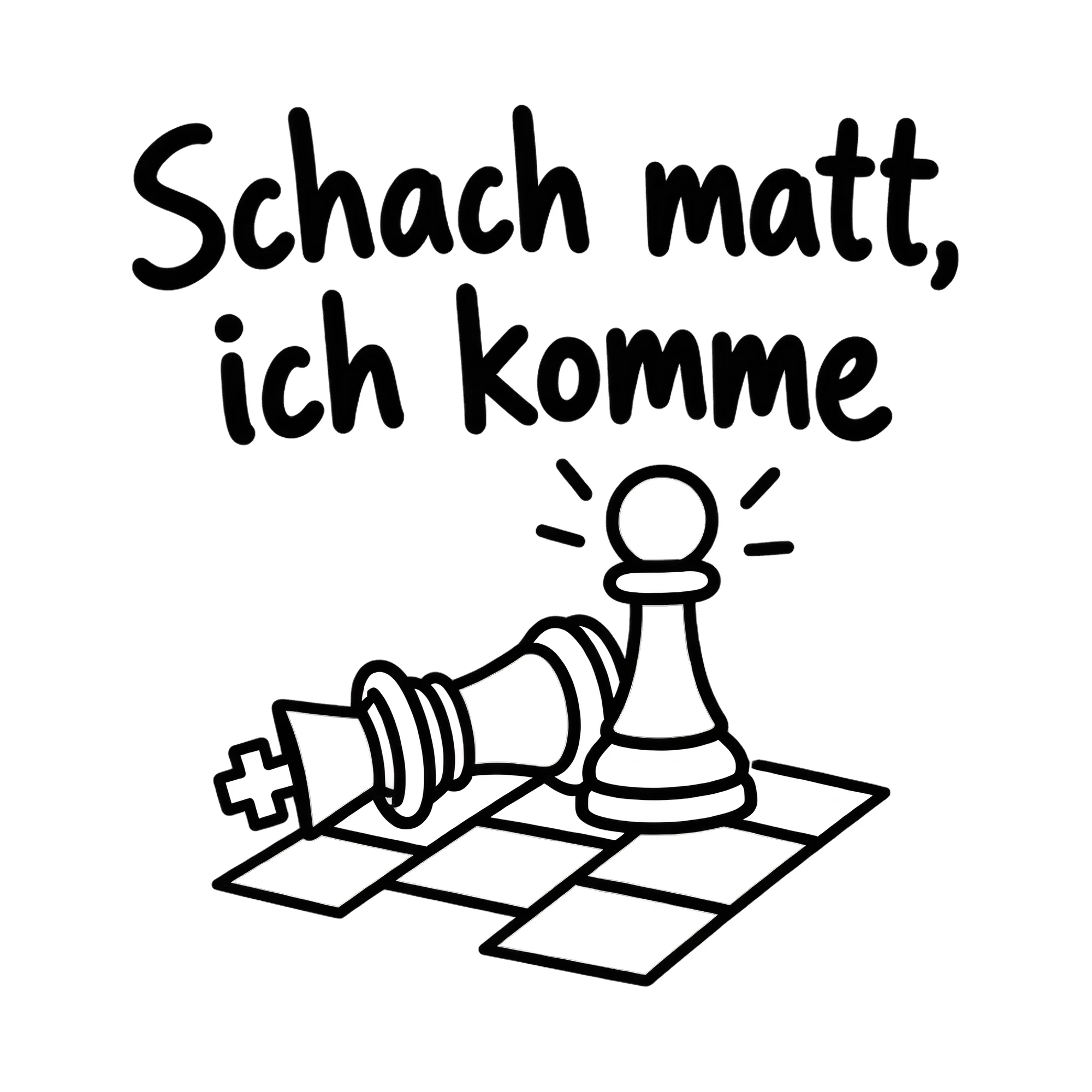 Bügelbild Schach matt, ich komme als Grafik auf weißem Hintergrund (BB019360)