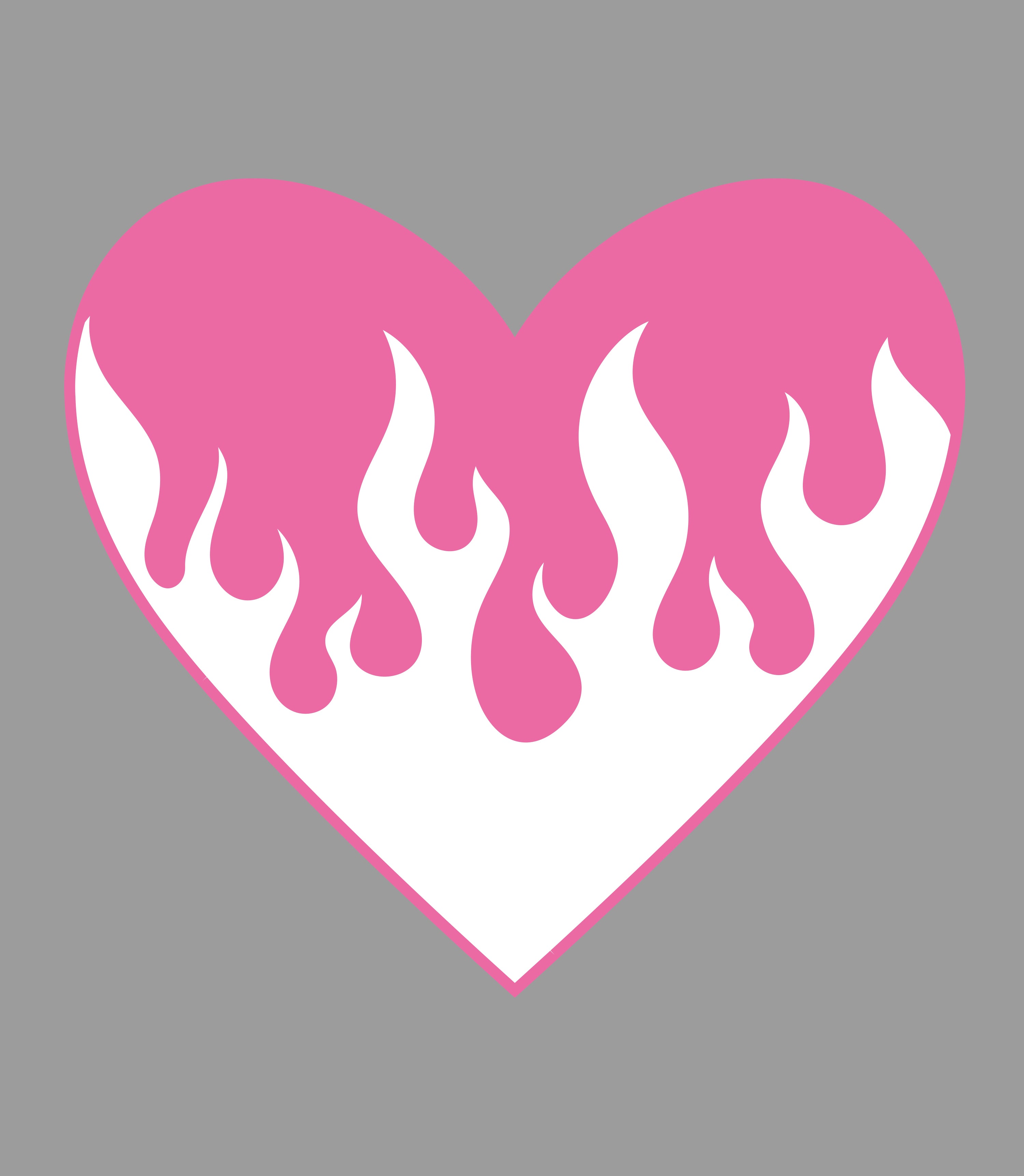 Bügelbild Herz Flammen Pink BB001161