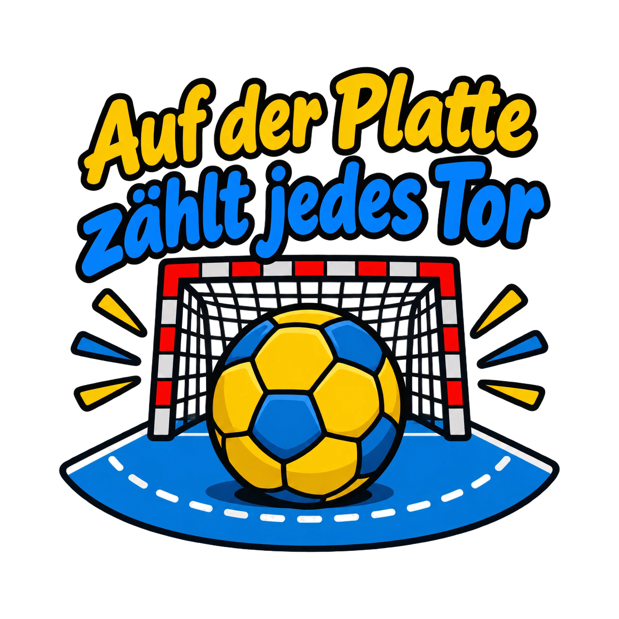 Bügelbild Auf der Platte zählt jedes Tor als Grafik auf weißem Hintergrund (BB019429)