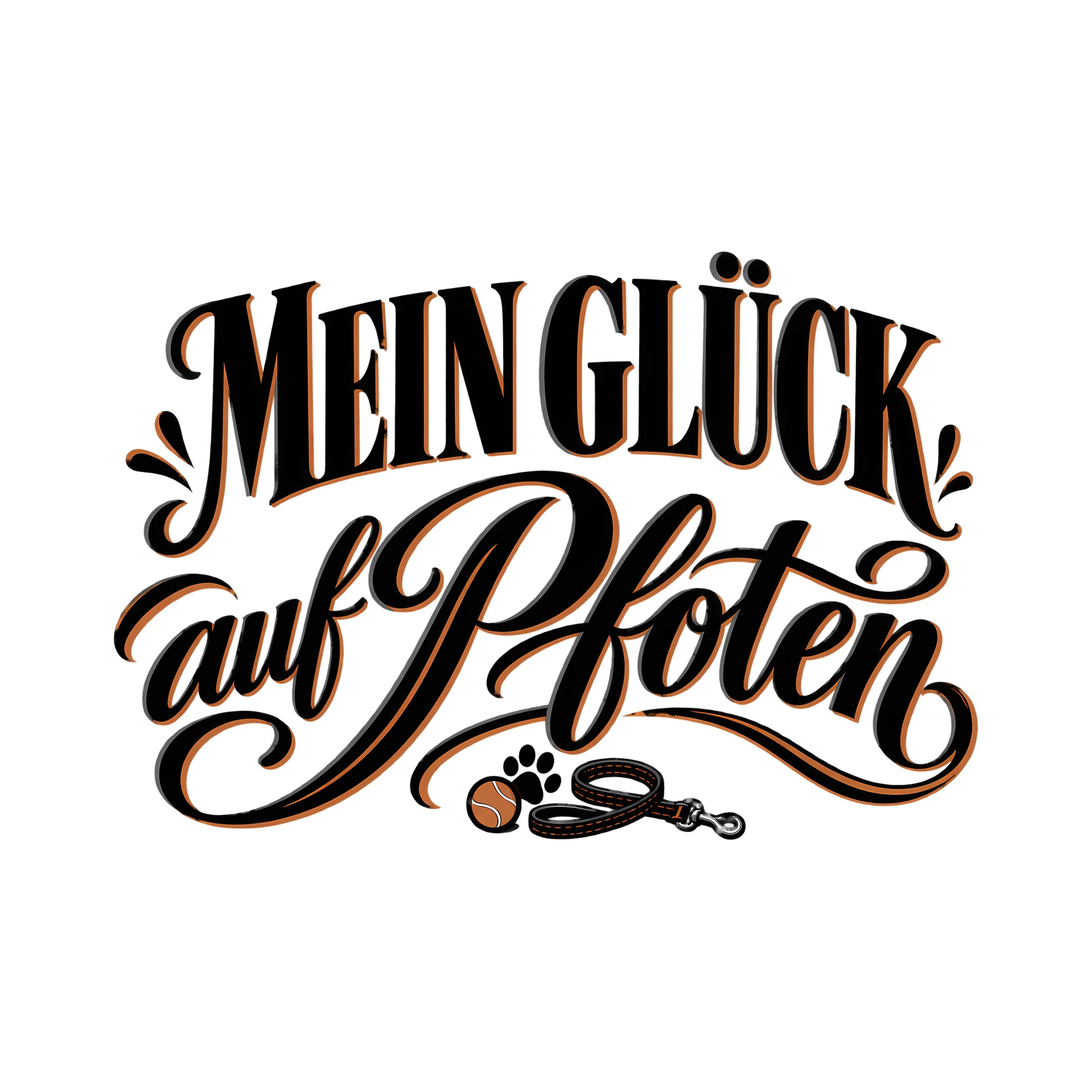 Bügelbild Mein Glück auf Pfoten als Grafik auf weißem Hintergrund (BB012889)