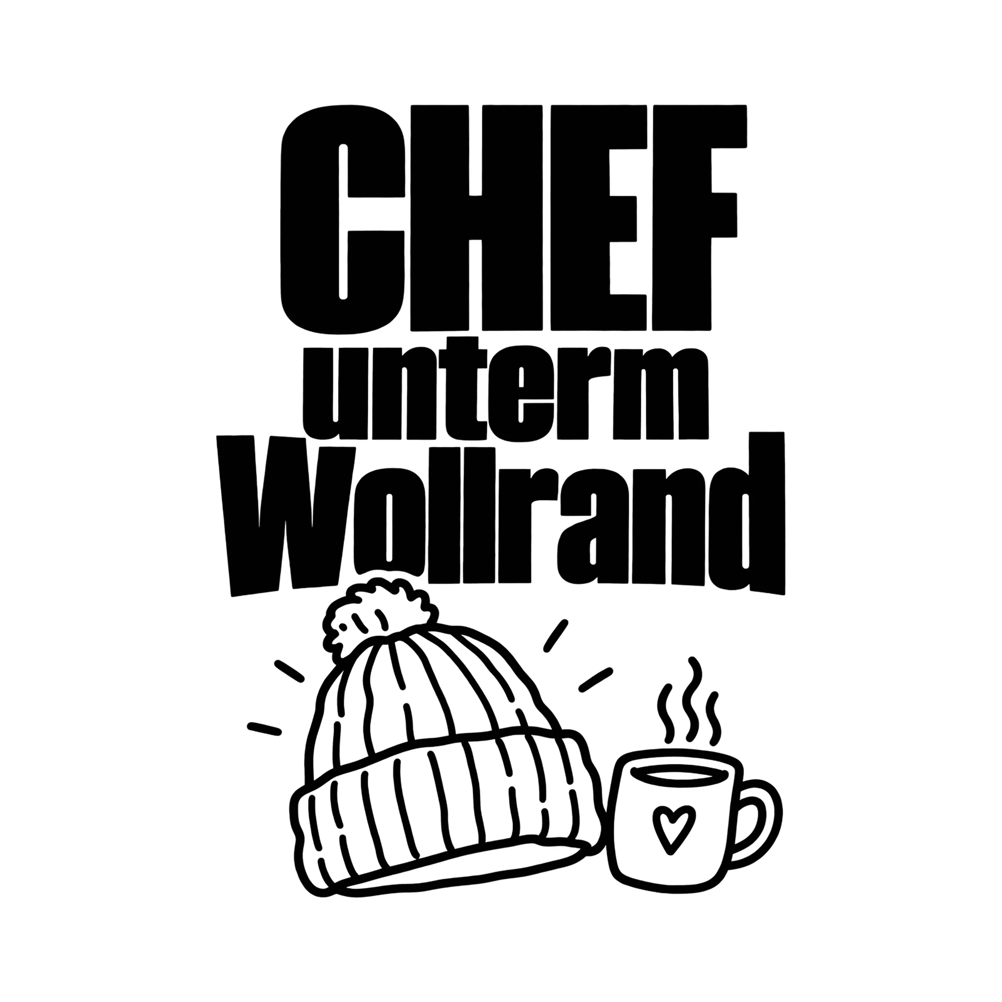 Bügelbild Chef unterm Wollrand als Grafik auf weißem Hintergrund (BB011733)