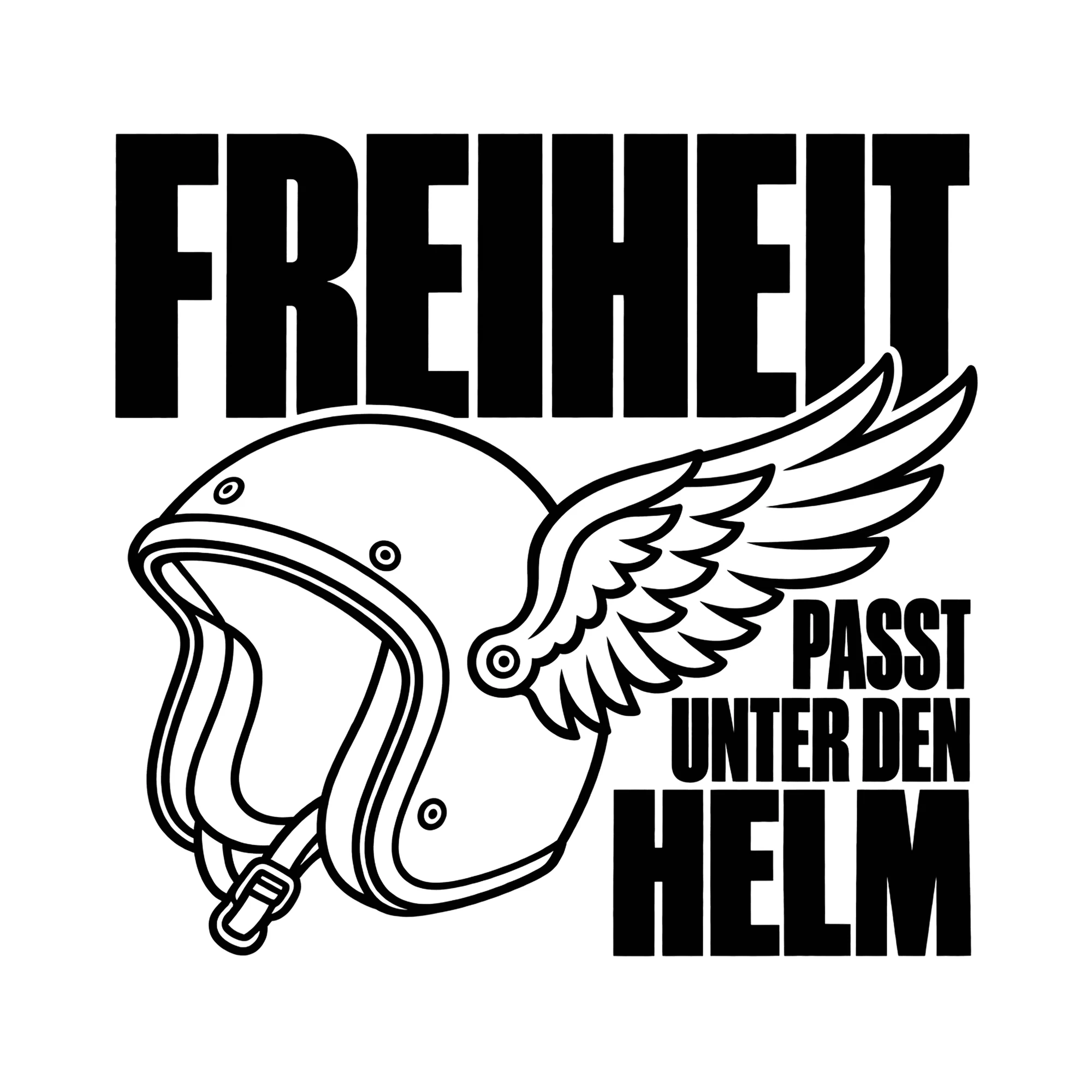 Bügelbild Freiheit passt unter den Helm als Grafik auf weißem Hintergrund (BB013034)