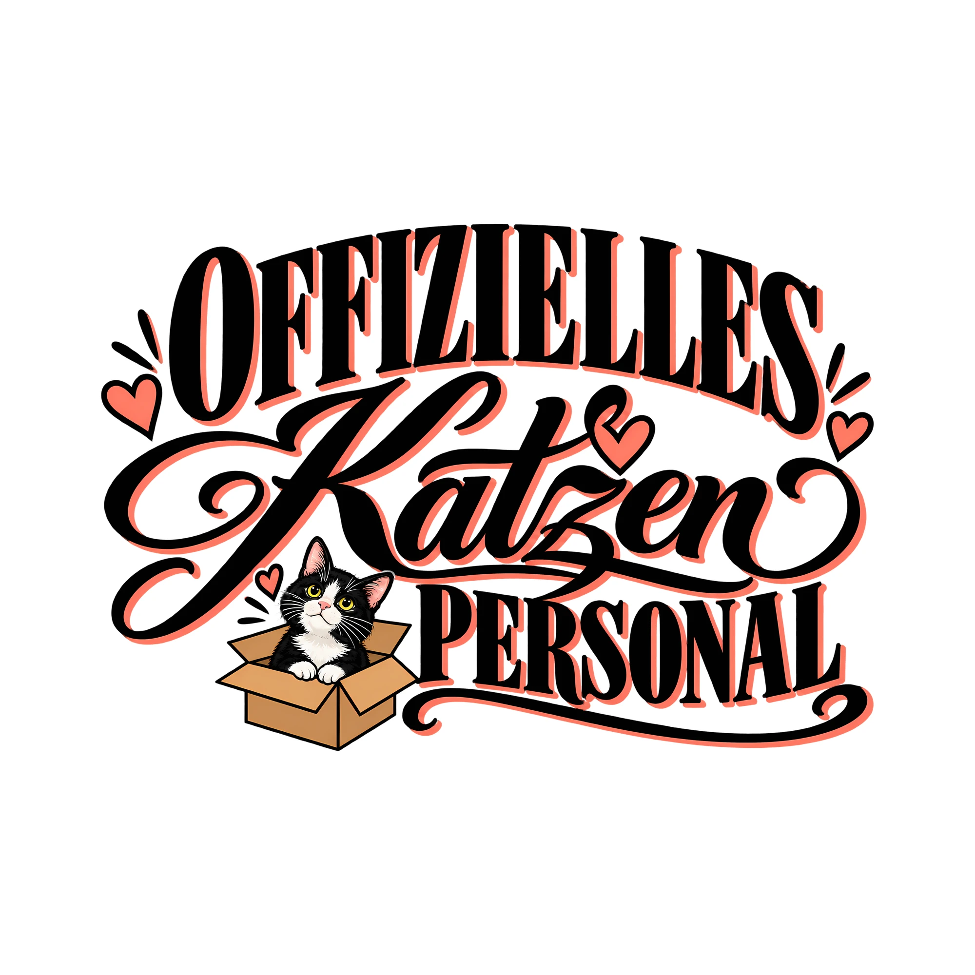 Bügelbild Offizielles Katzenpersonal als Grafik auf weißem Hintergrund (BB012874)