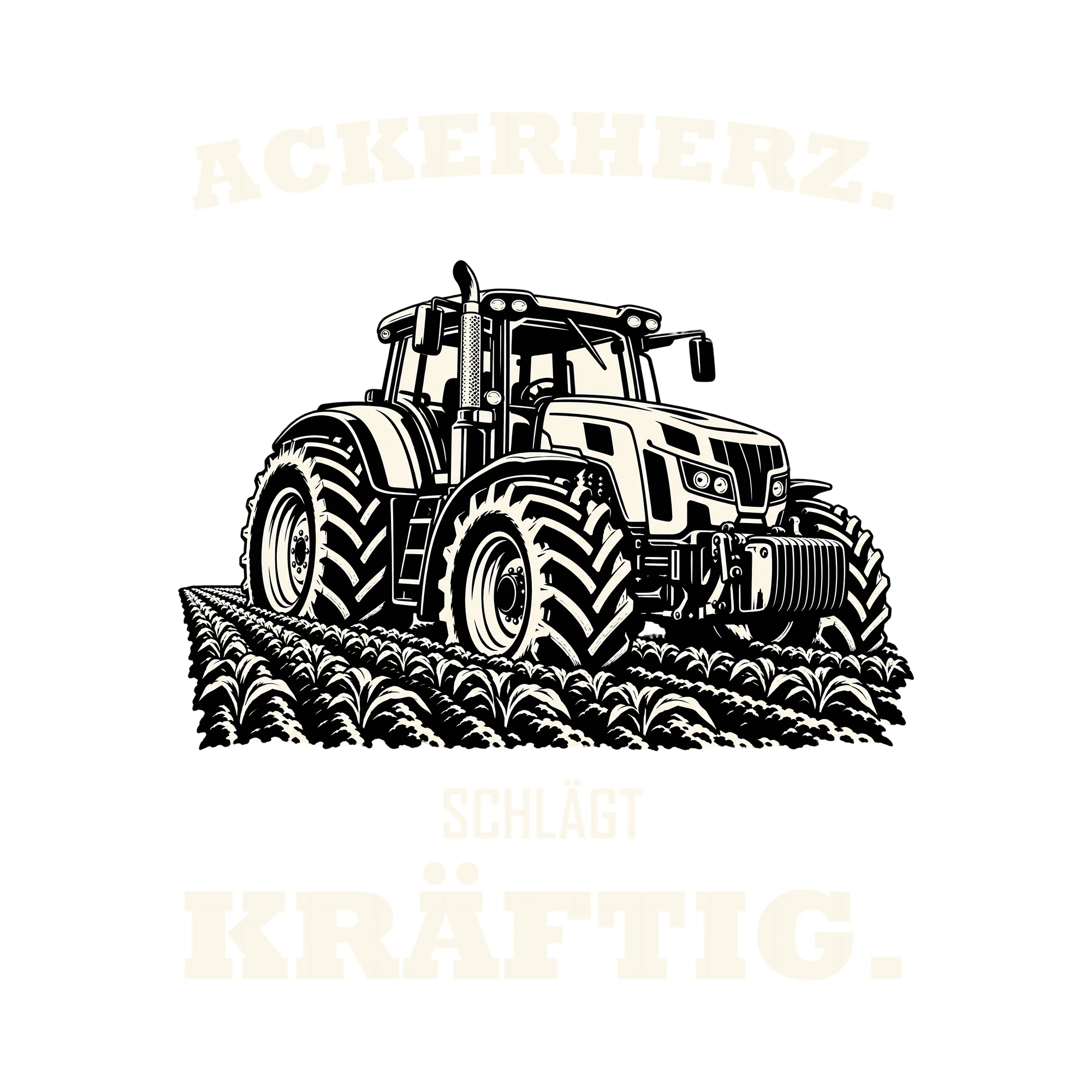 Bügelbild ACKERHERZ. SCHLÄGT KRÄFTIG. als Grafik auf weißem Hintergrund (BB012726)