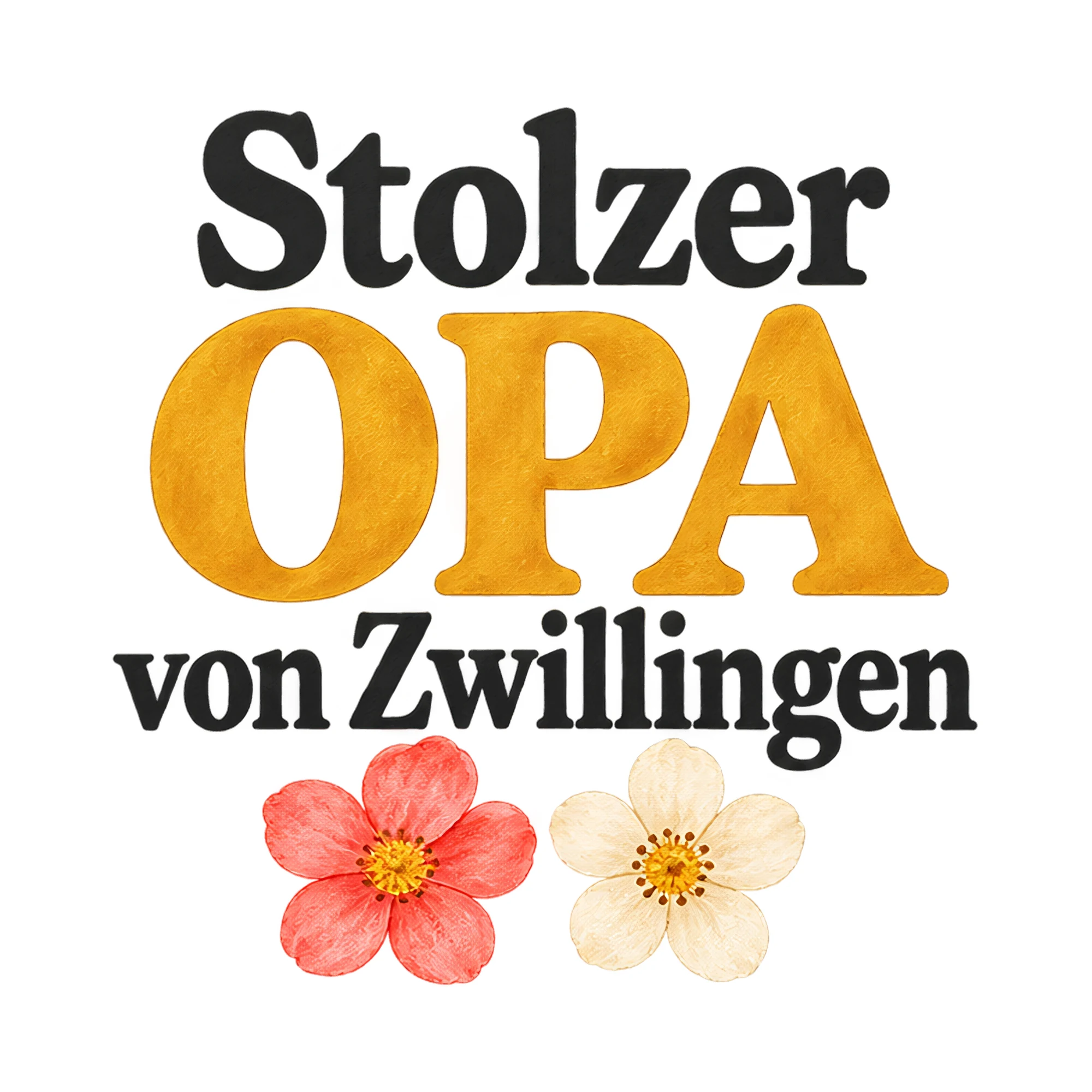 Bügelbild Stolzer OPA von Zwillingen, Großeltern Shirt Spruch als Grafik auf weißem Hintergrund (BB017773)