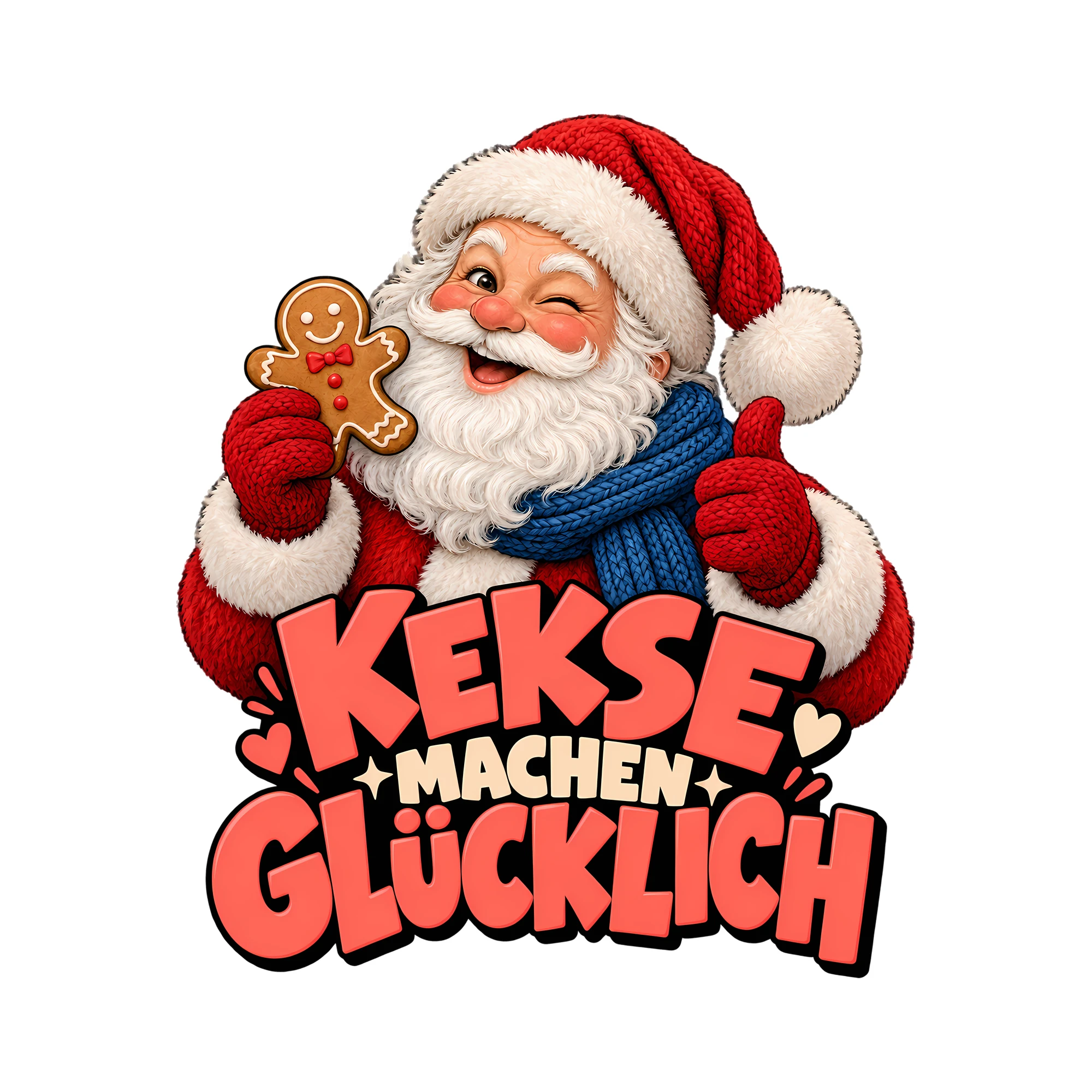 Bügelbild Kekse machen glücklich als Grafik auf weißem Hintergrund (BB013901)