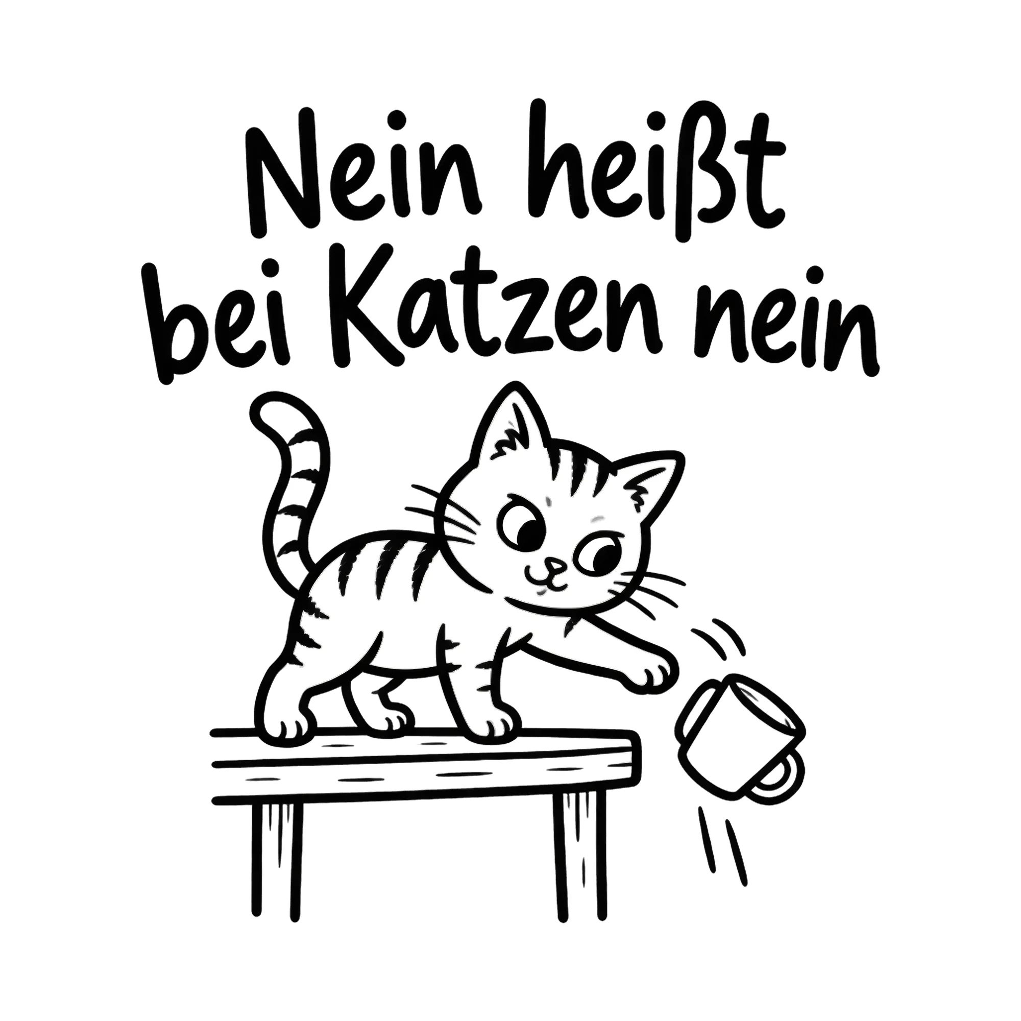 Bügelbild Nein heißt bei Katzen nein als Grafik auf weißem Hintergrund (BB019769)