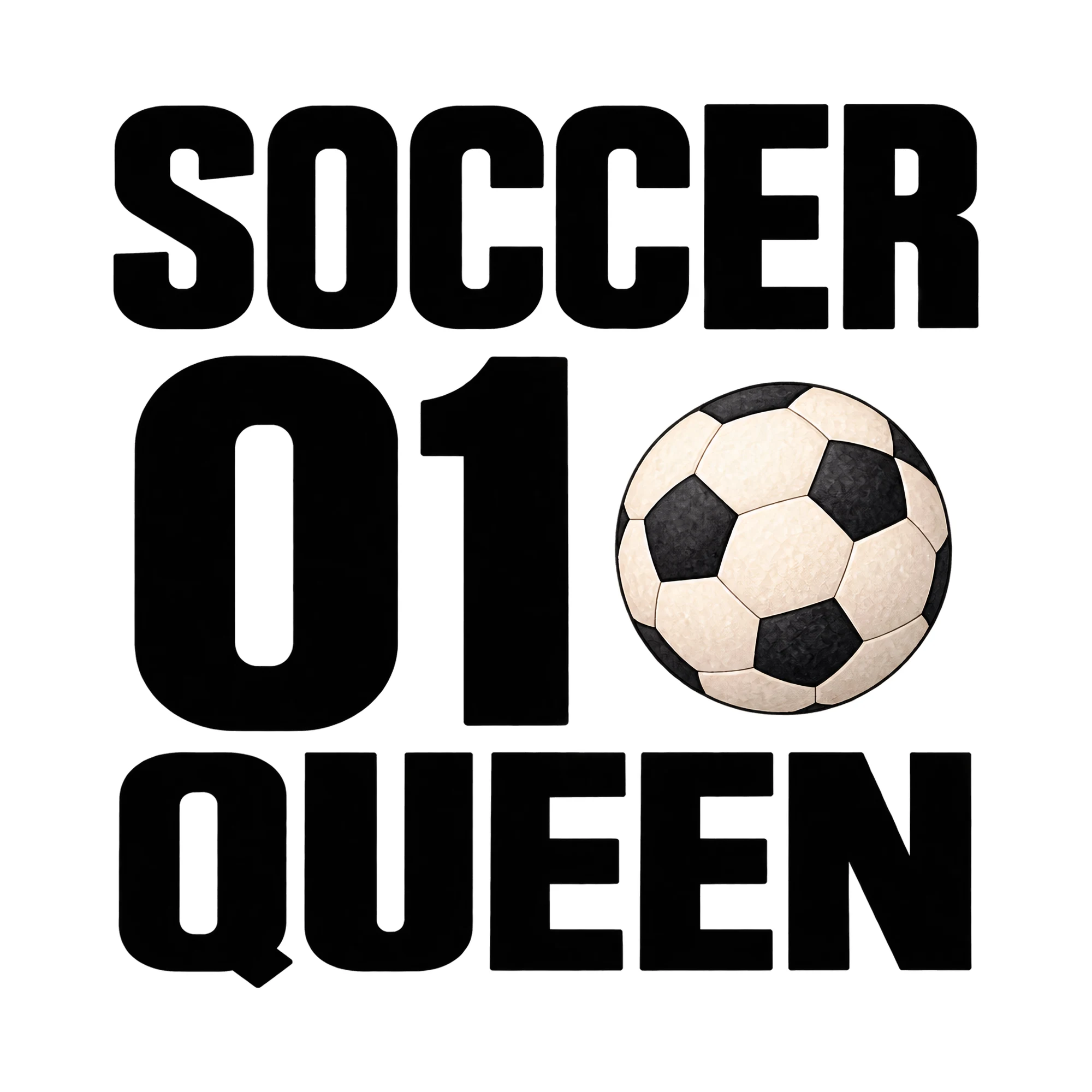 Bügelbild Soccer 01 Queen, Sport Shirt Spruch als Grafik auf weißem Hintergrund (BB015648)