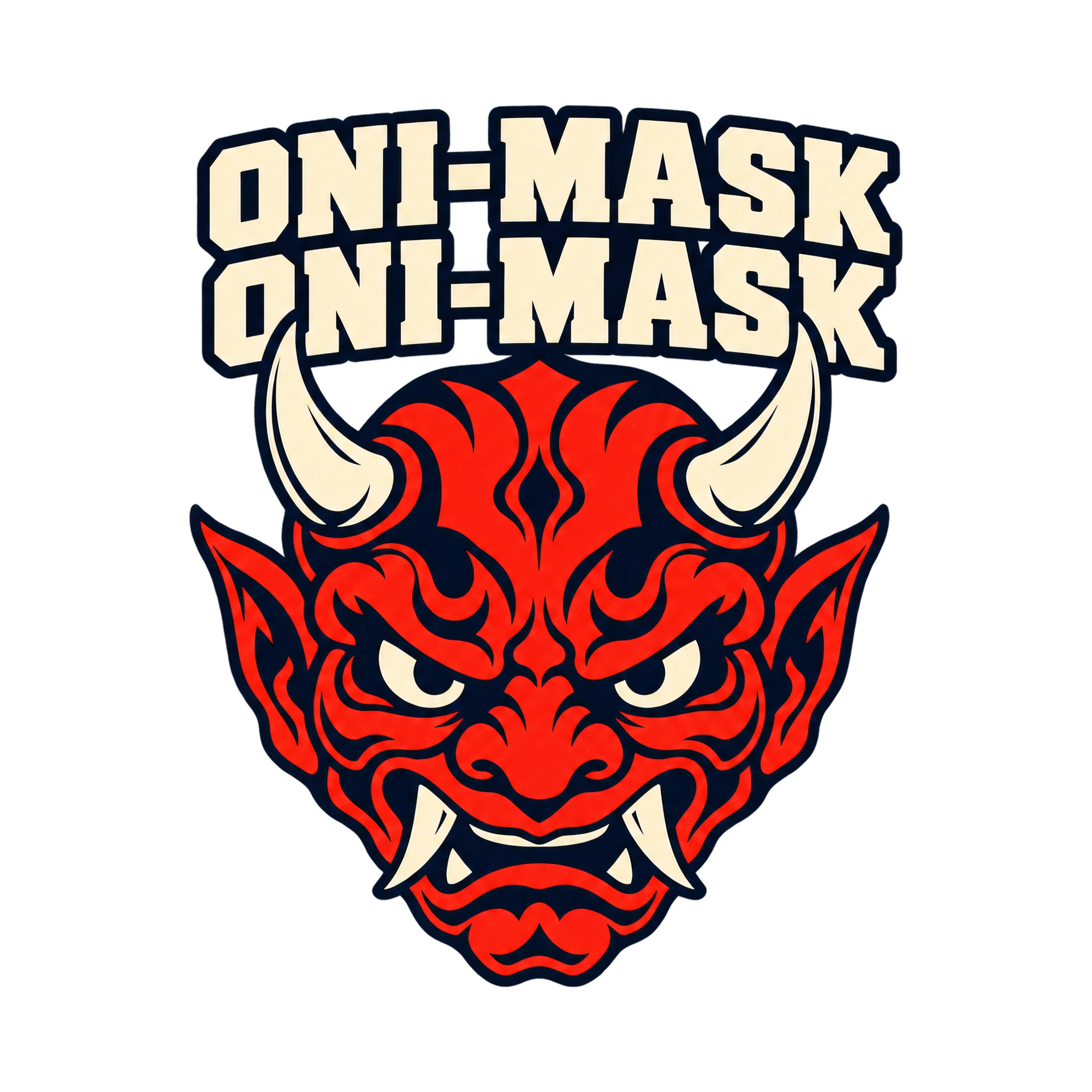 Bügelbild Oni-mask Oni-mask, Lustiger Shirt Spruch als Grafik auf weißem Hintergrund (BB017716)