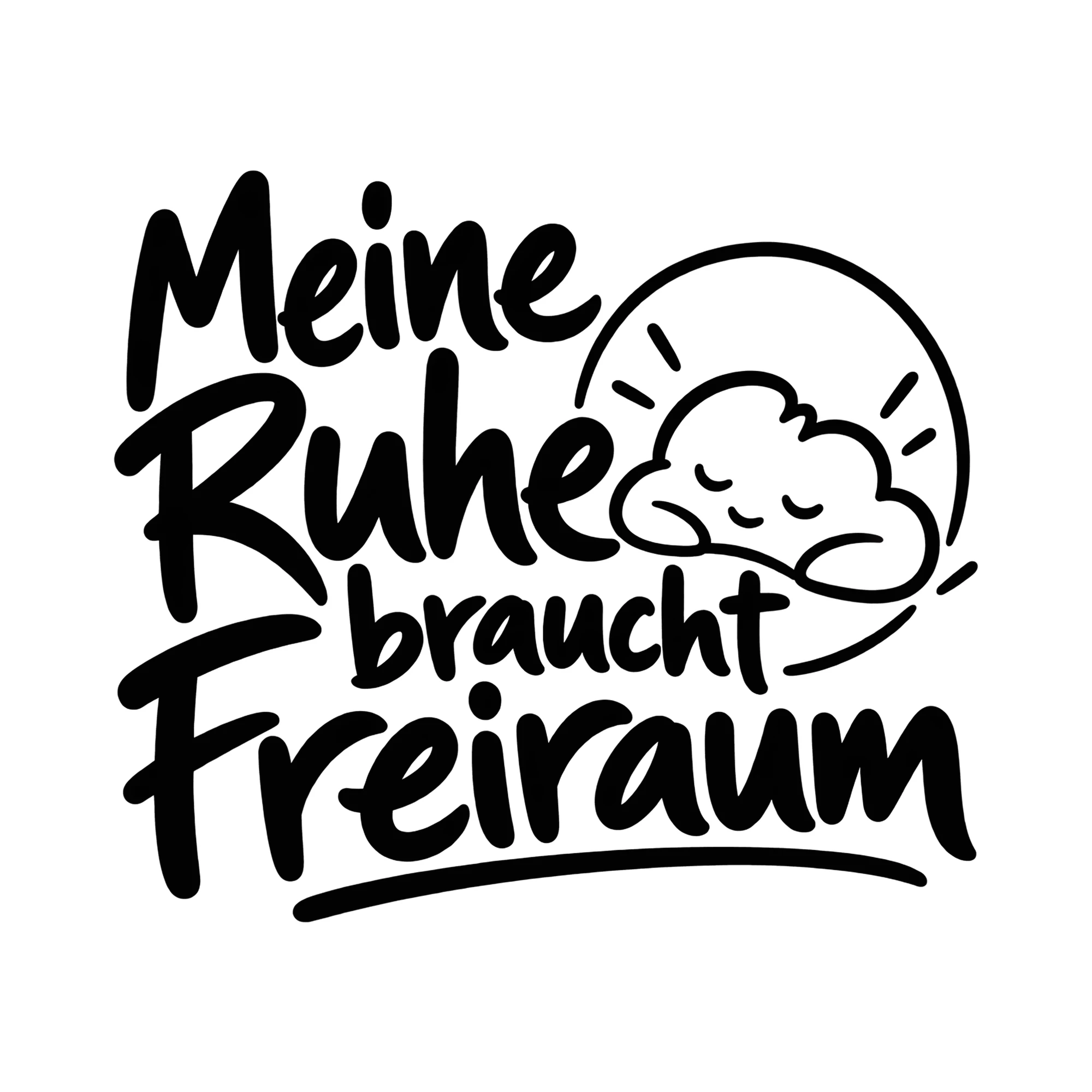 Bügelbild Meine Ruhe braucht Freiraum als Grafik auf weißem Hintergrund (BB014629)
