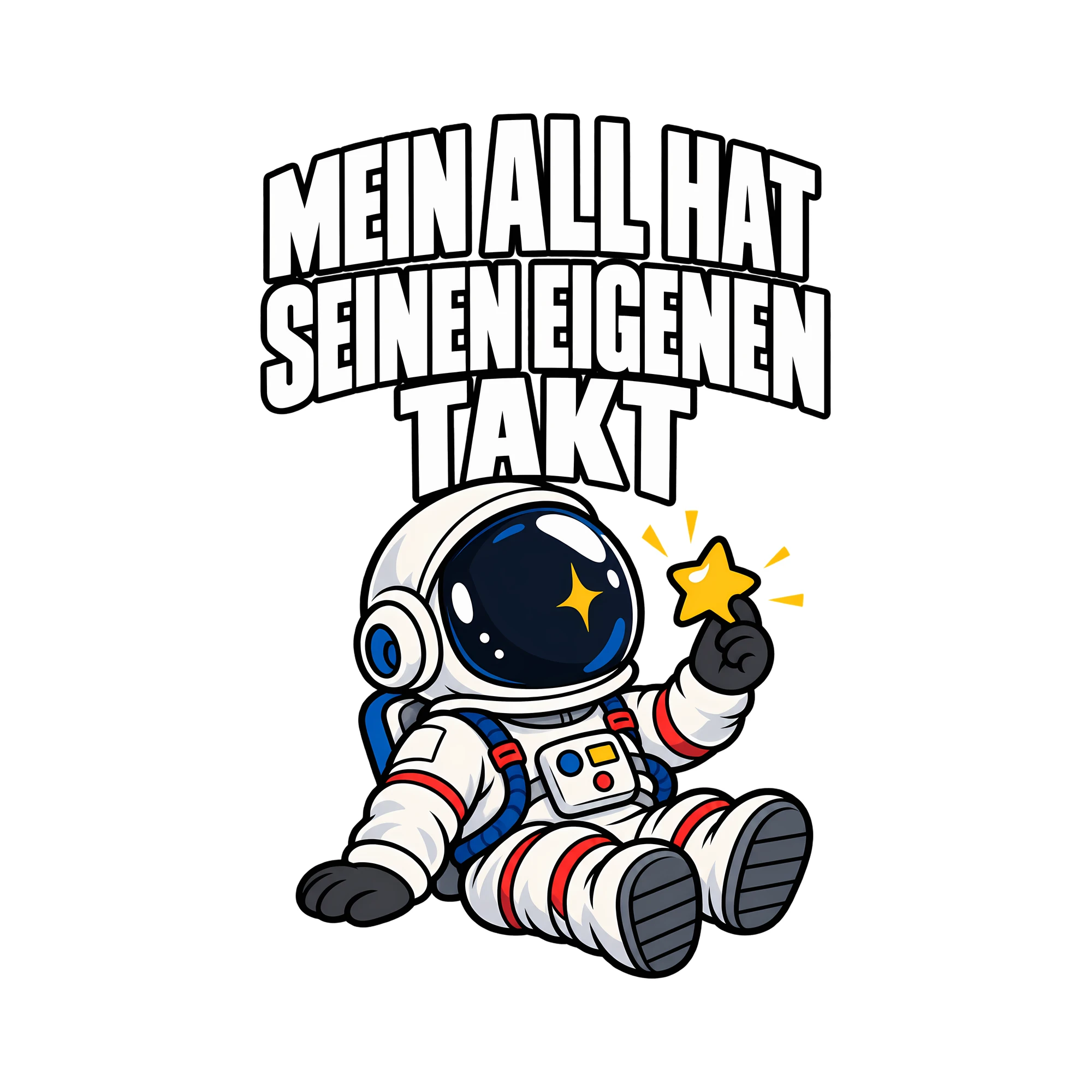 Bügelbild MEIN ALL HAT SEINEN EIGENEN TAKT als Grafik auf weißem Hintergrund (BB014403)