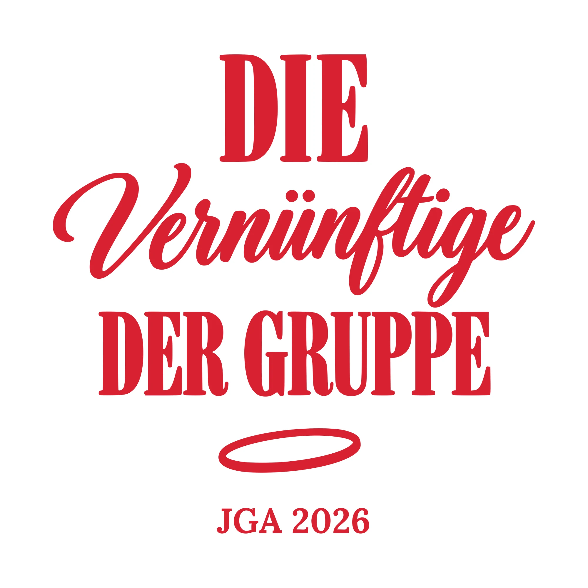 Bügelbild Die Vernünftige der Gruppe mit Jahr als Grafik auf weißem Hintergrund (BB010714)